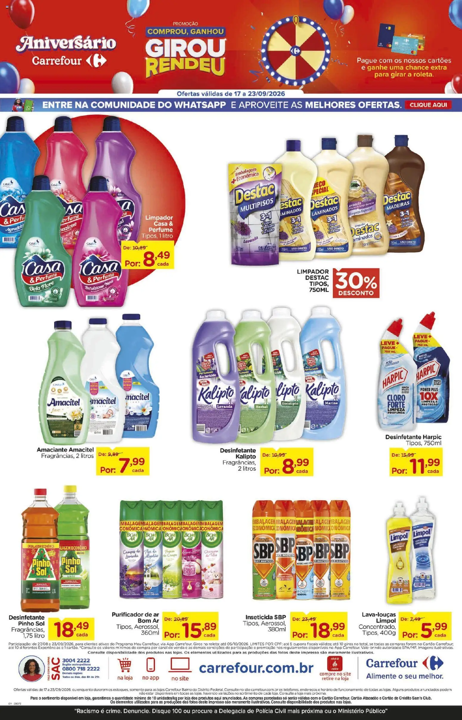 Carrefour Bairro Folheto - válido de 17/09/2026 | Página: 5 | Produtos: Perfume, Purificador, Algodão, Desinfetante