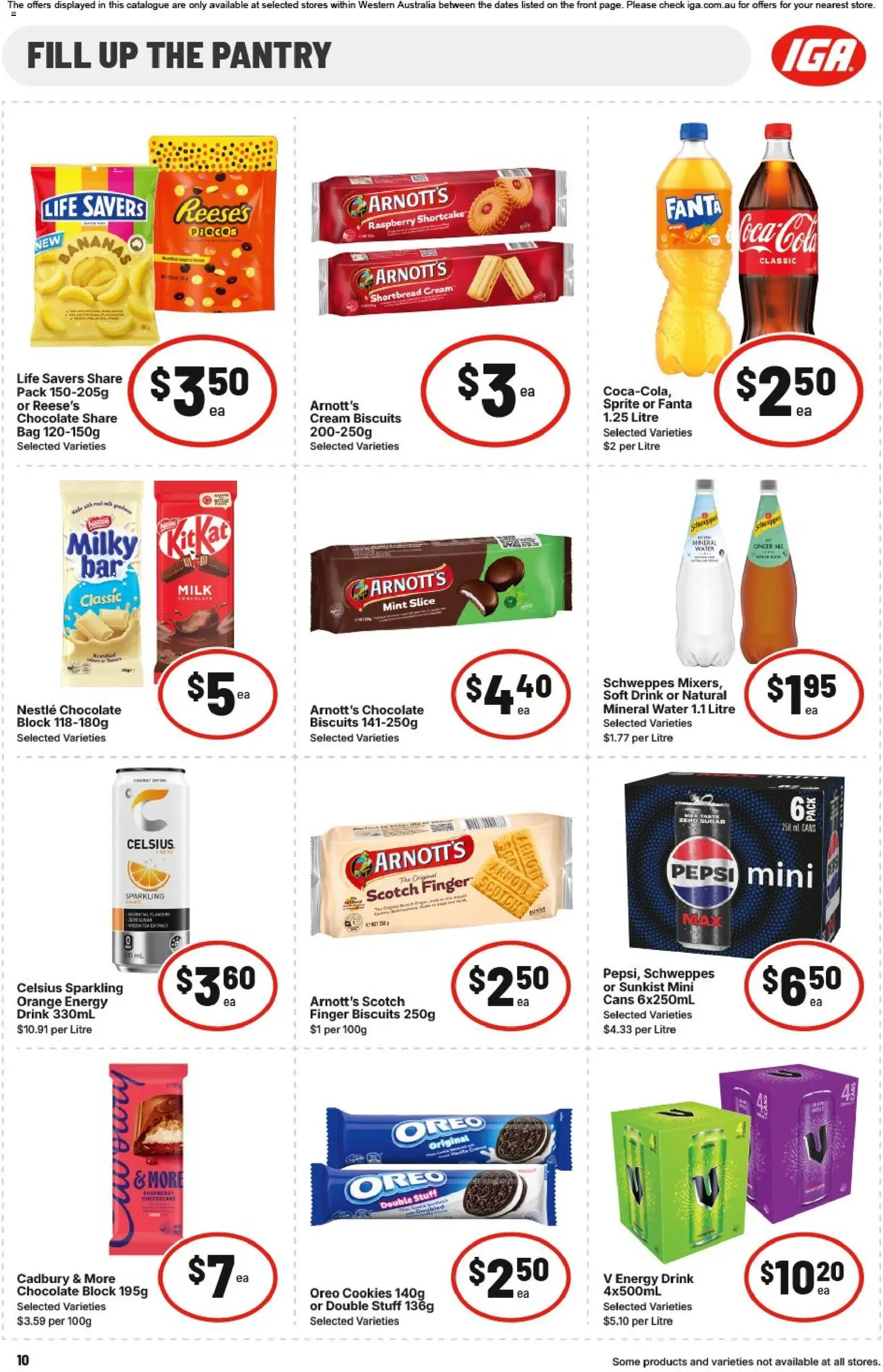 IGA catalogue - valid from 26/08/2026 | Page: 10 | Products: Energy drink, Chocolate, Cream, Cookies