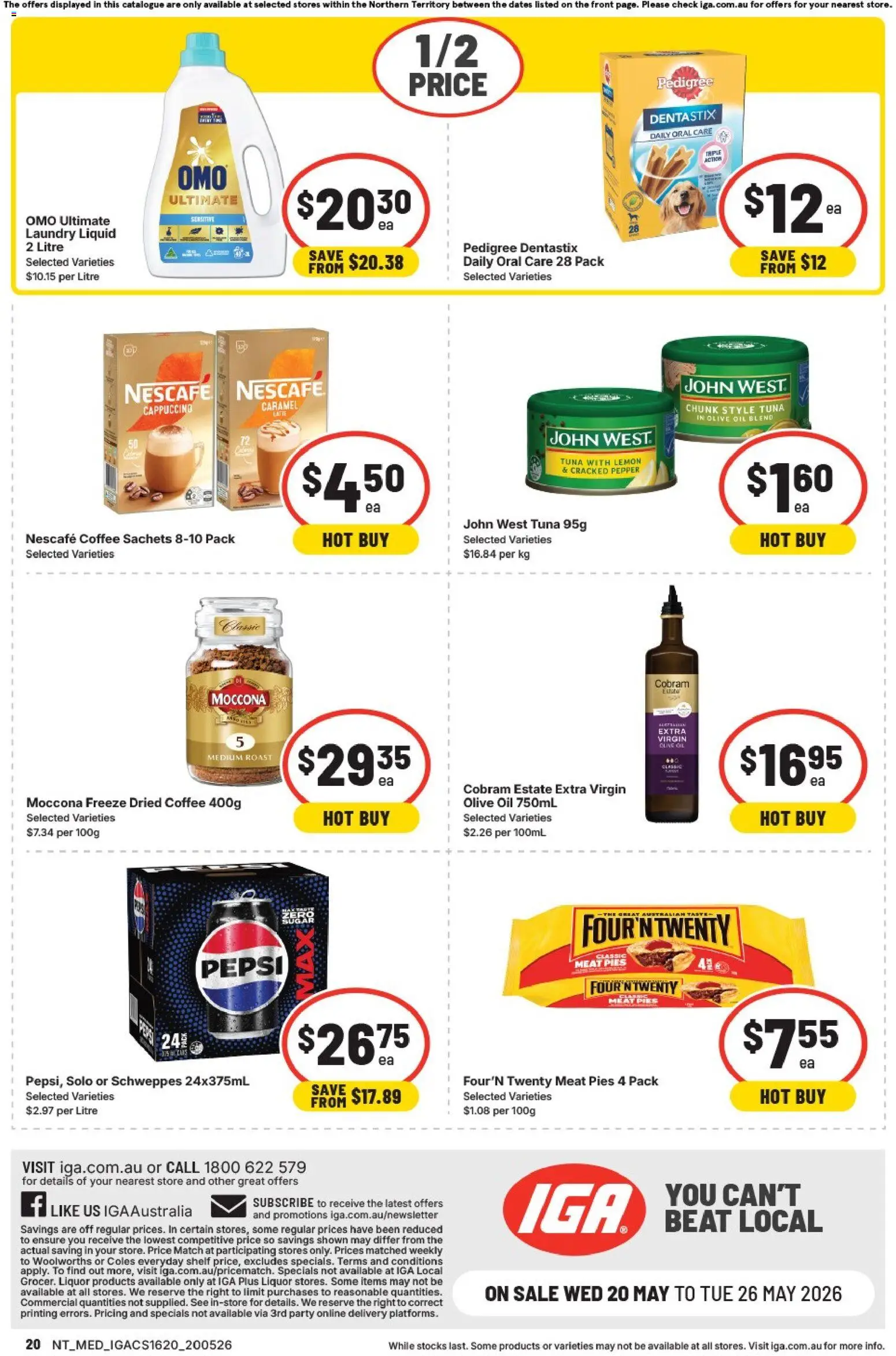 IGA catalogue - valid from 20.05.2026 | Page: 2 | Products: Shelf, Coffee, Pepsi, Pies
