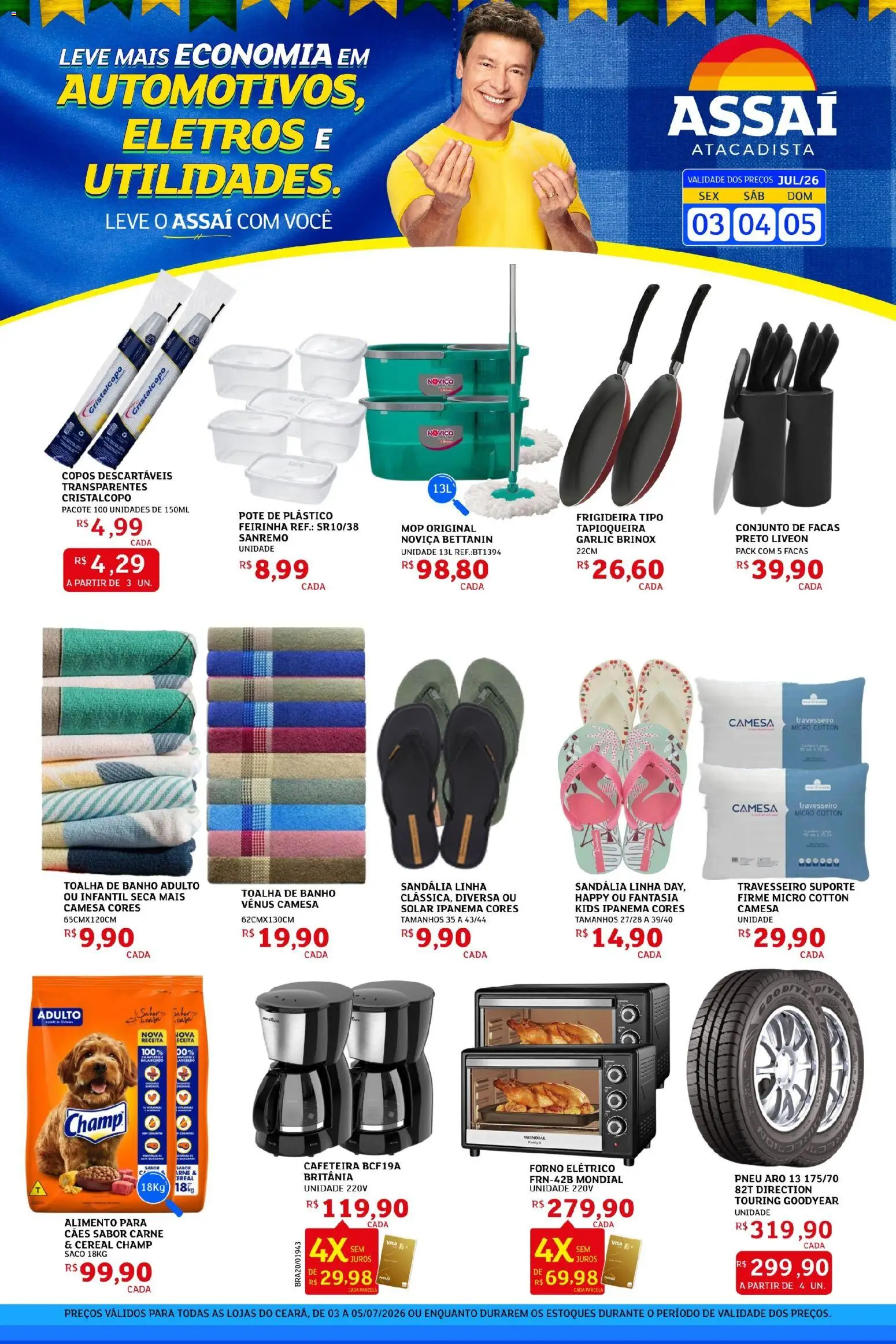 Assaí Atacadista Folheto - válido de 03/07/2026 | Página: 1 | Produtos: Frigideira, Fantasia, Toalha de banho, Carne