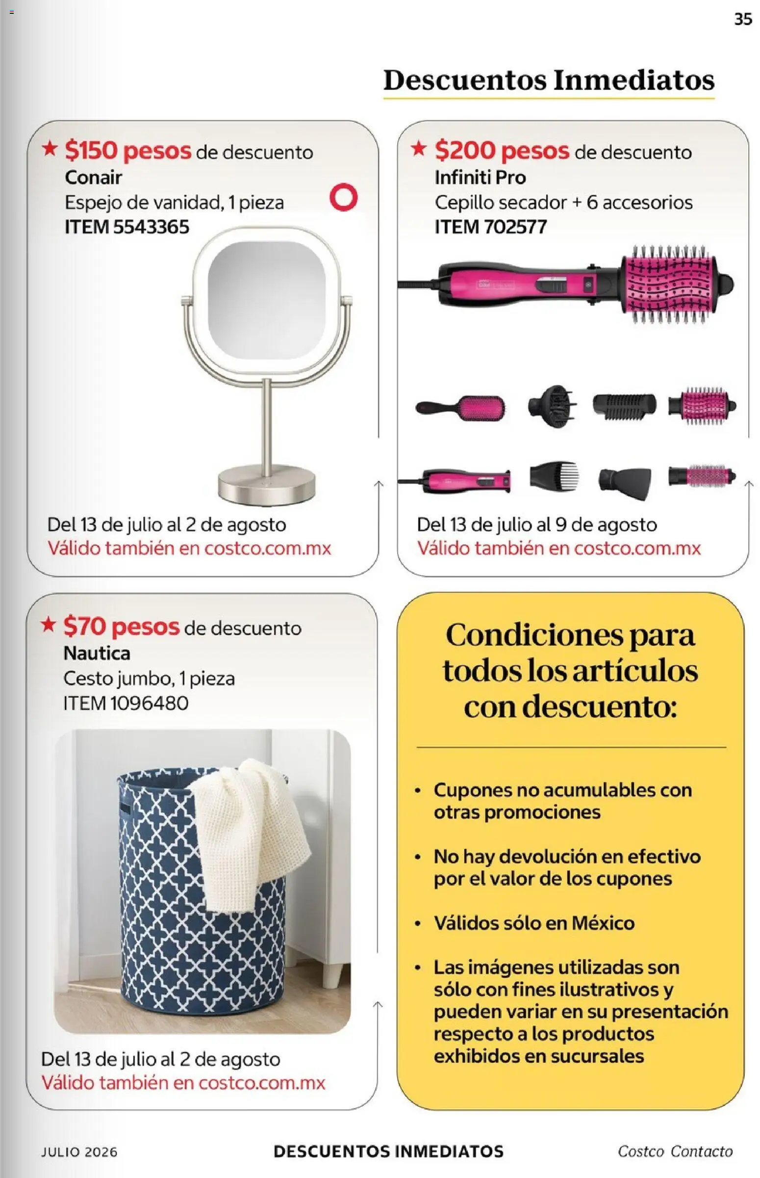 Nuevas ofertas de Costco válidas en toda la República Mexicana desde el 01/07/2026. ¡Encuentra las mejores ofertas en Costco Revista Julio 2026! | Página: 35 | Productos: Cepillo, Espejo