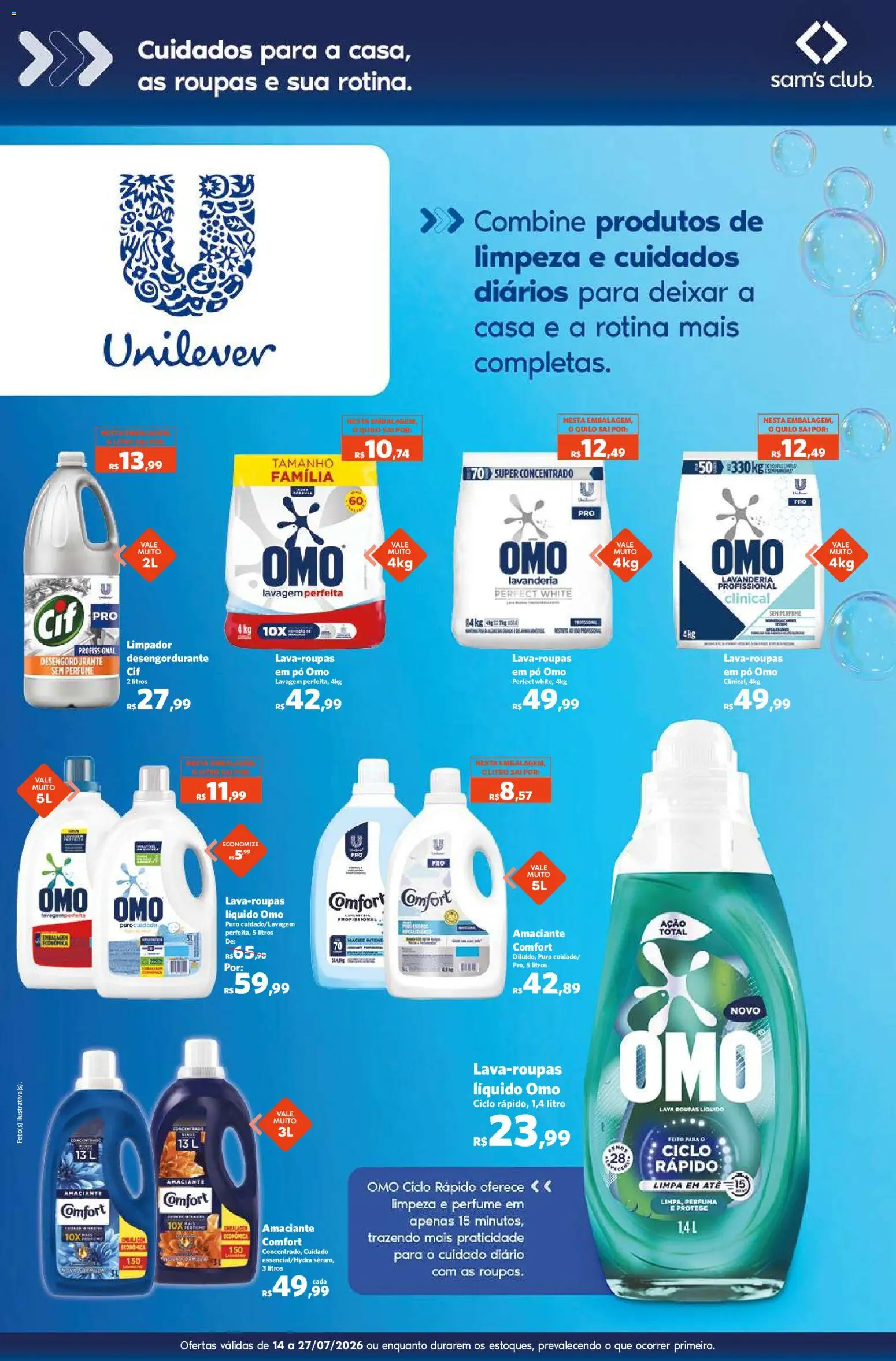 Sam's Club Folheto - válido de 14/07/2026 | Página: 3 | Produtos: Pó, Desengordurante, Roupas, Amaciante