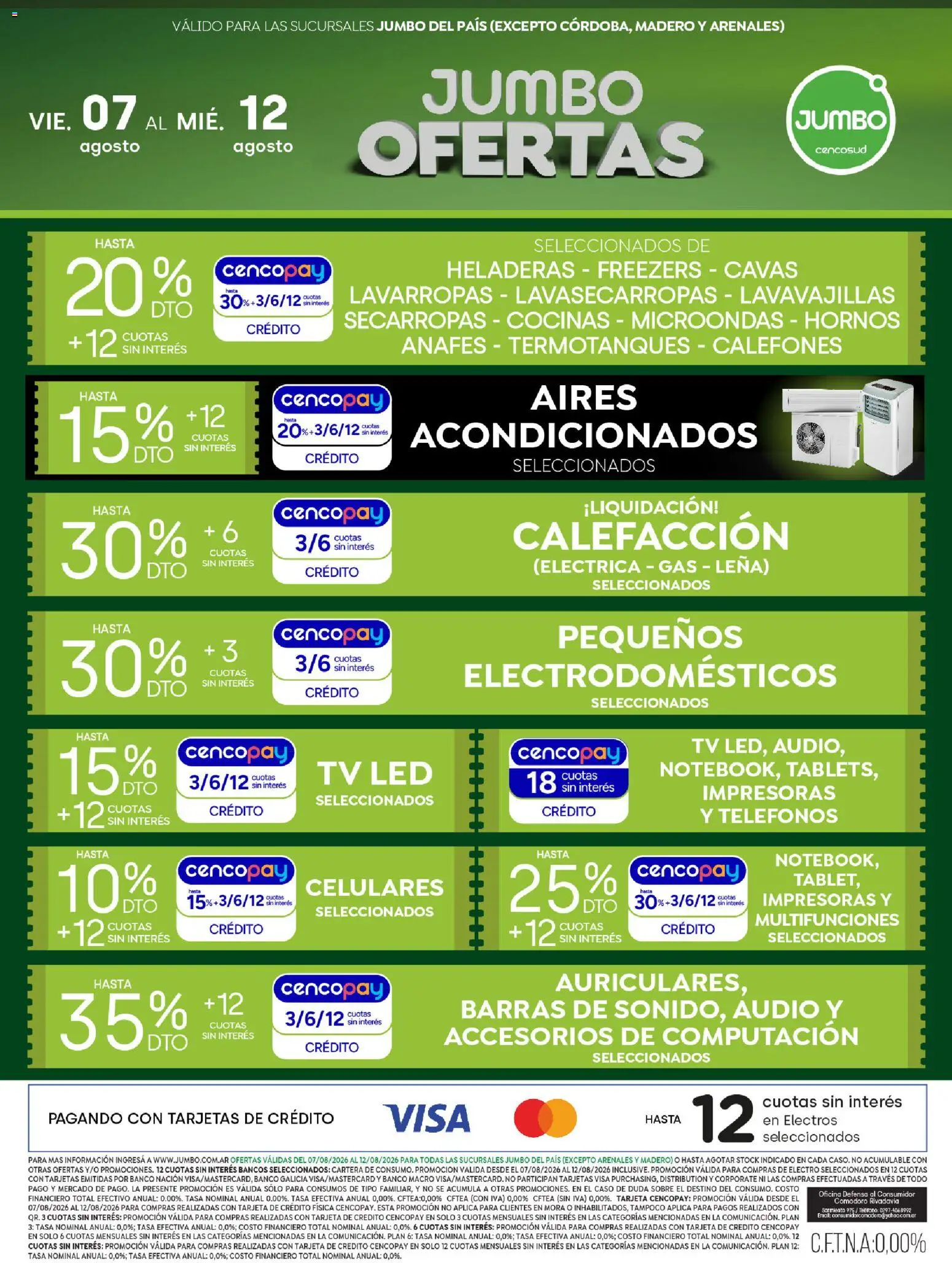 Jumbo - Electro y Hogar │ válido desde el 07/08/2026 | Página: 1 | Productos: Teléfono, Audio, Lavavajillas, Secarropas