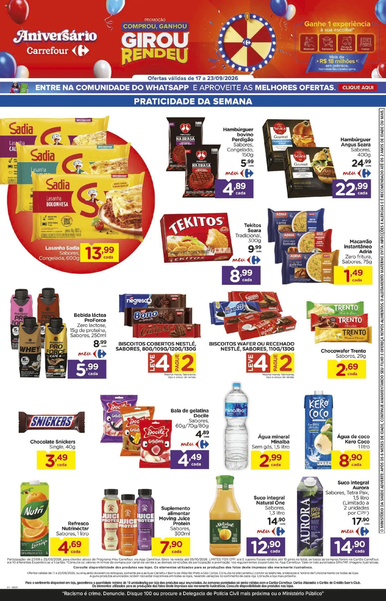 Carrefour Bairro Folheto - válido de 17/09/2026 | Página: 6 | Produtos: Chocolate Snickers, Tomate, Água, Gelatina