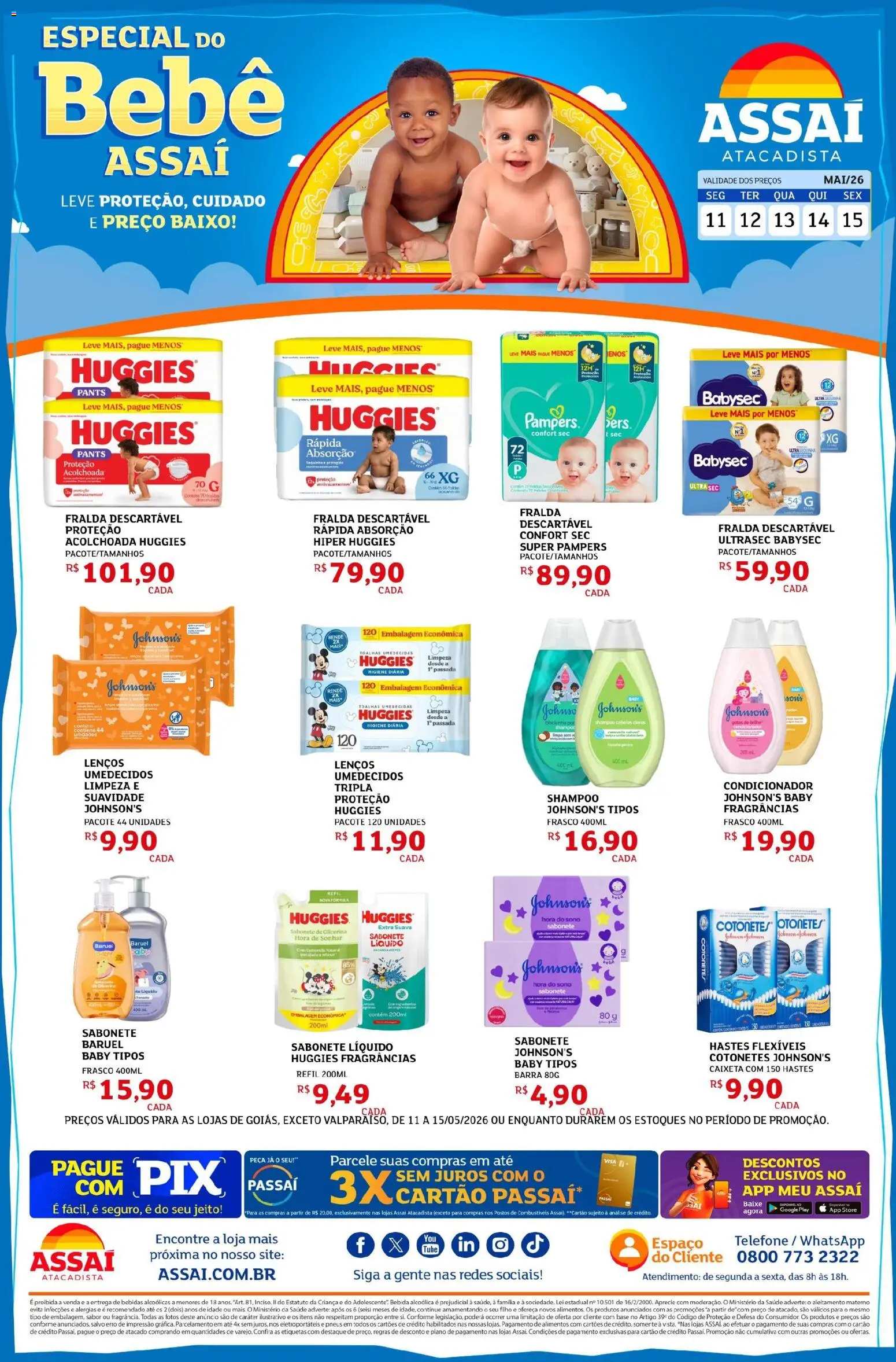 Assaí Atacadista Folheto - válido de 11.05.2026 | Página: 1 | Produtos: Base, Baixo, Bebida, Sabonete líquido