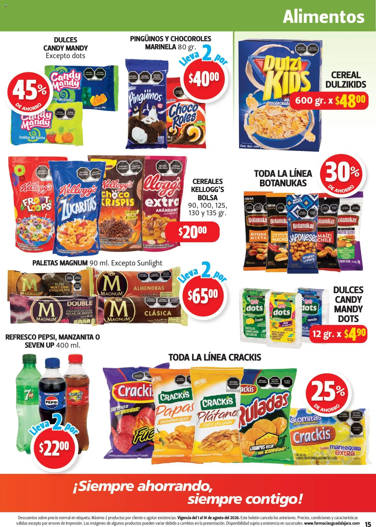 Nuevas ofertas de Farmacia Guadalajara válidas en toda la República Mexicana desde el 01/08/2026. ¡Encuentra las mejores ofertas en Farmacia Guadalajara catálogo! | Página: 15 | Productos: Limón, Mantequilla, Cereales, Papas fritas