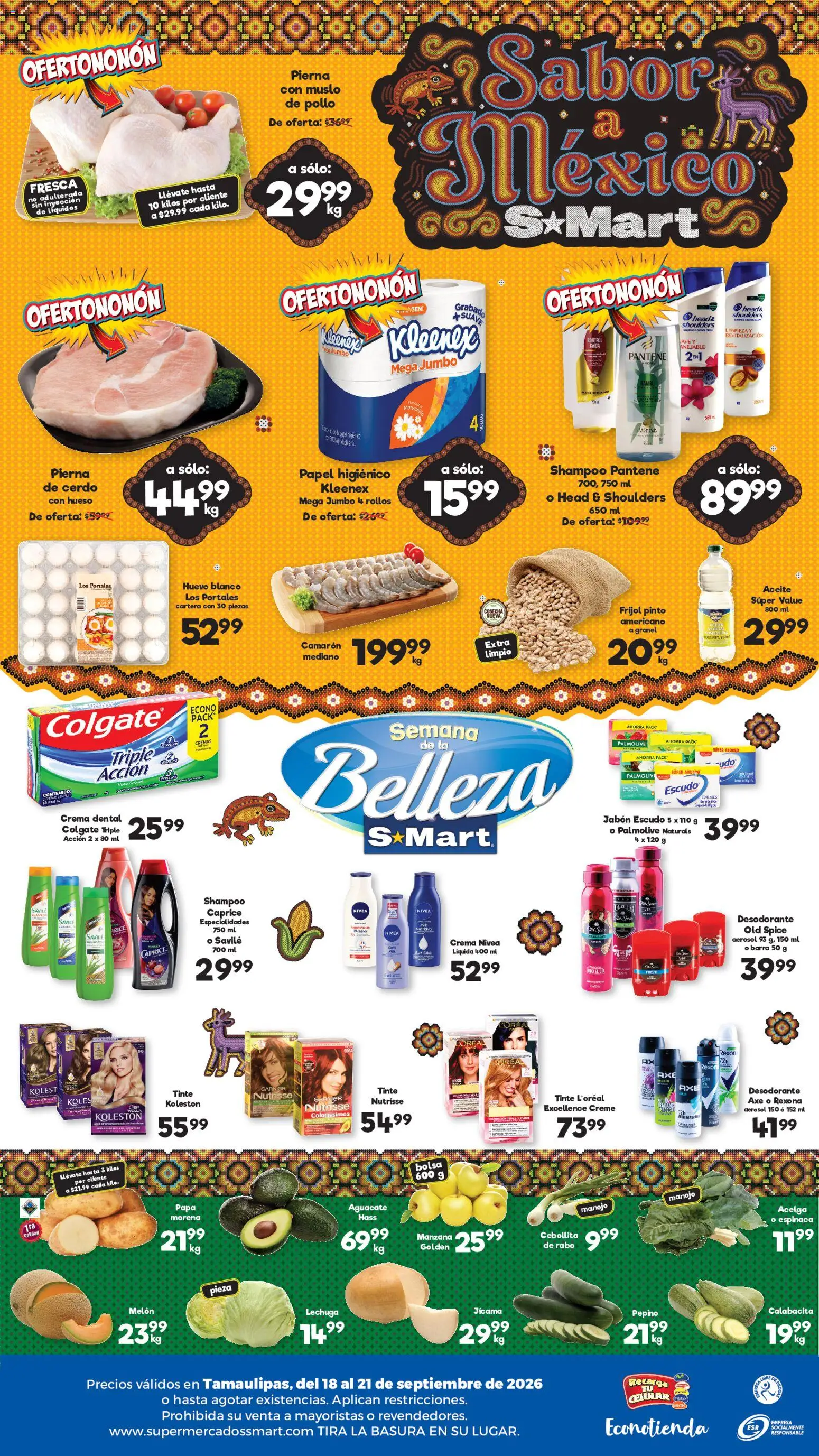 Nuevas ofertas de S-Mart válidas en toda la República Mexicana desde el 18/09/2026. ¡Encuentra las mejores ofertas en S-Mart folleto Matamoros! | Página: 2 | Productos: Pollo, Aceite, Shampoo, Head & Shoulders