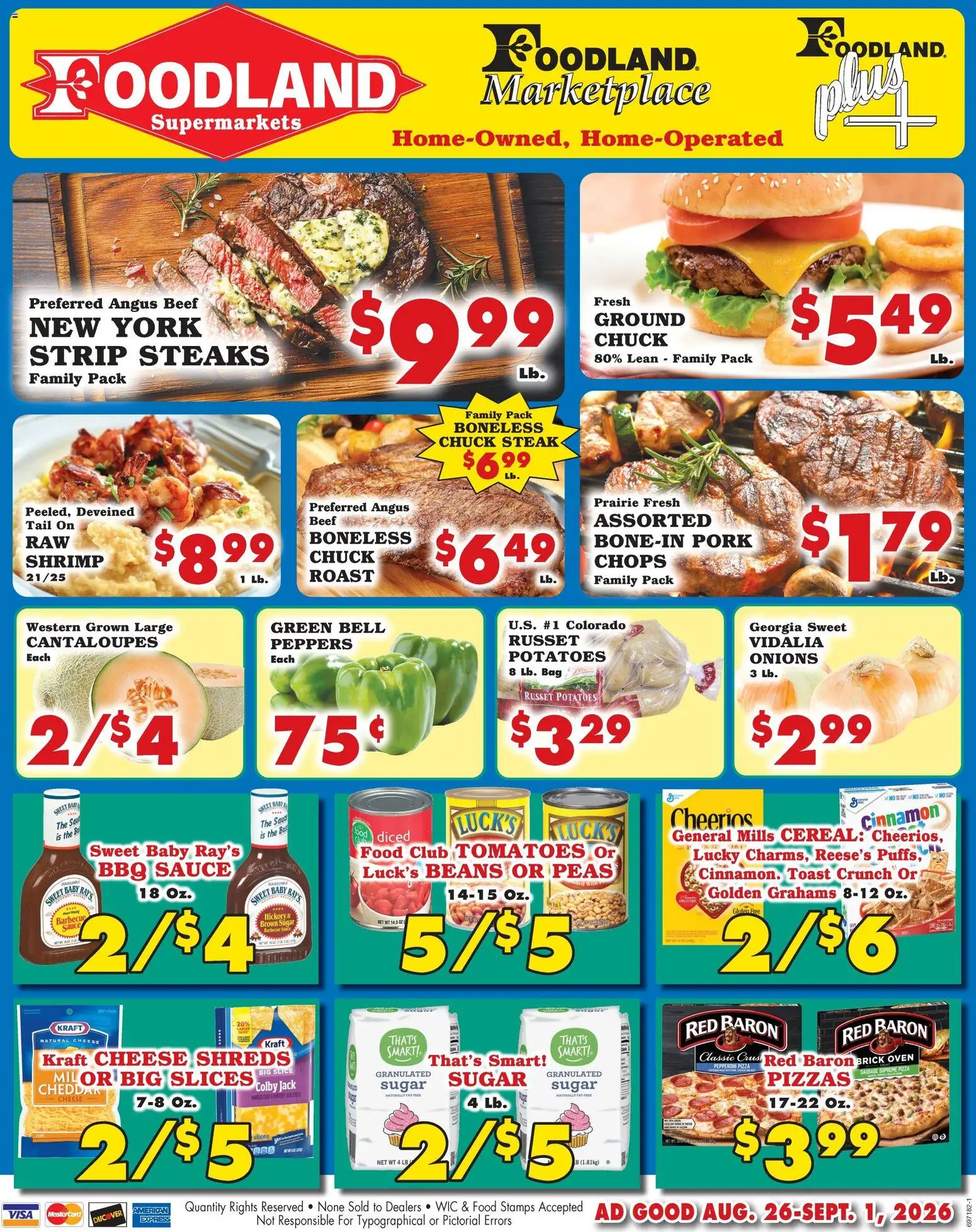 Foodland Weekly Ad - Supermarkets - valid from 08/26/2026 | Page: 1 | Products: Sugar, Cereal, Bag, Steak