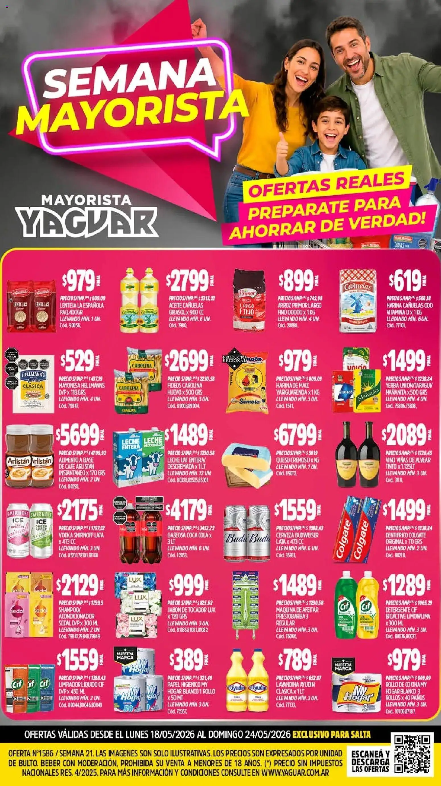 Yaguar - Oferta Semanal Salta │ válido desde el 18.05.2026 | Página: 1 | Productos: Papel higiénico, Harina, Jabón, Café