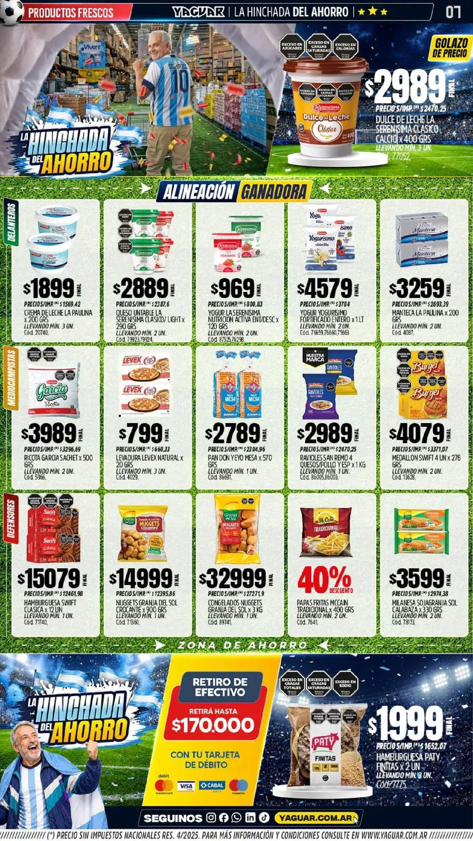 Yaguar - Oferta Semanal Chaco │ válido desde el 08.06.2026 | Página: 7 | Productos: Crema de leche, Yogur, Papas fritas, Crema
