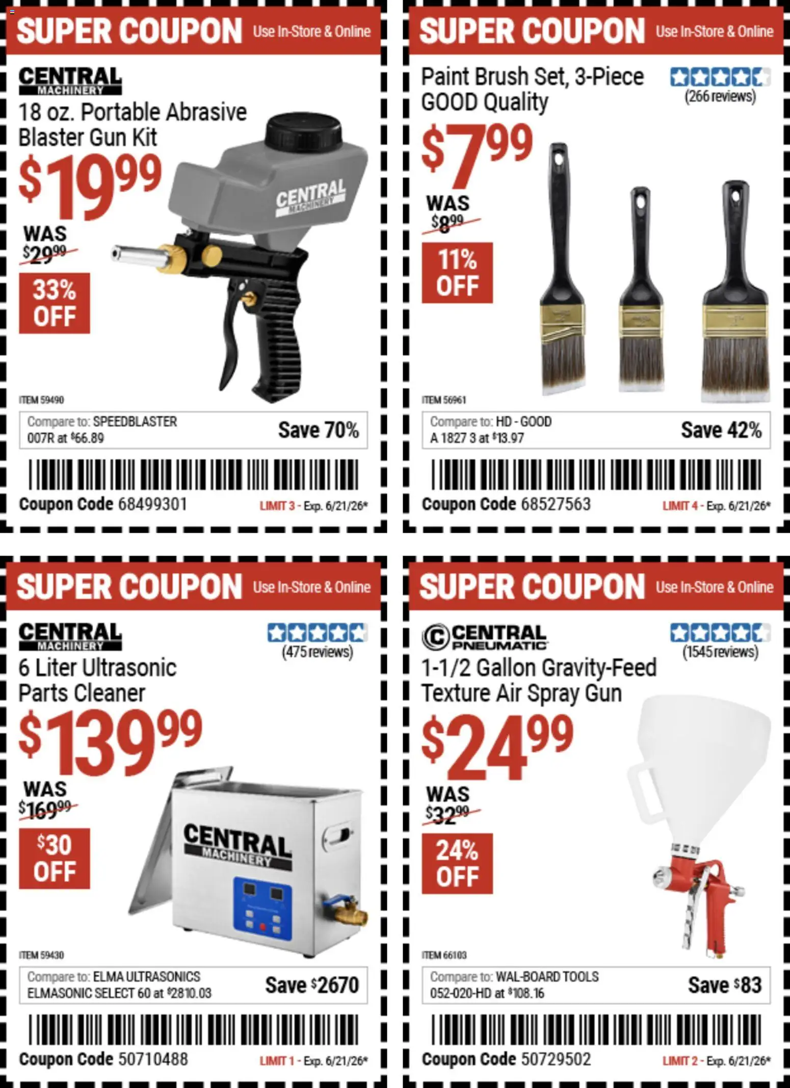 Harbor Freight Weekly Ad - valid from 08.06.2026 | Page: 4 | Products: Pneumatic, Brush, Gun