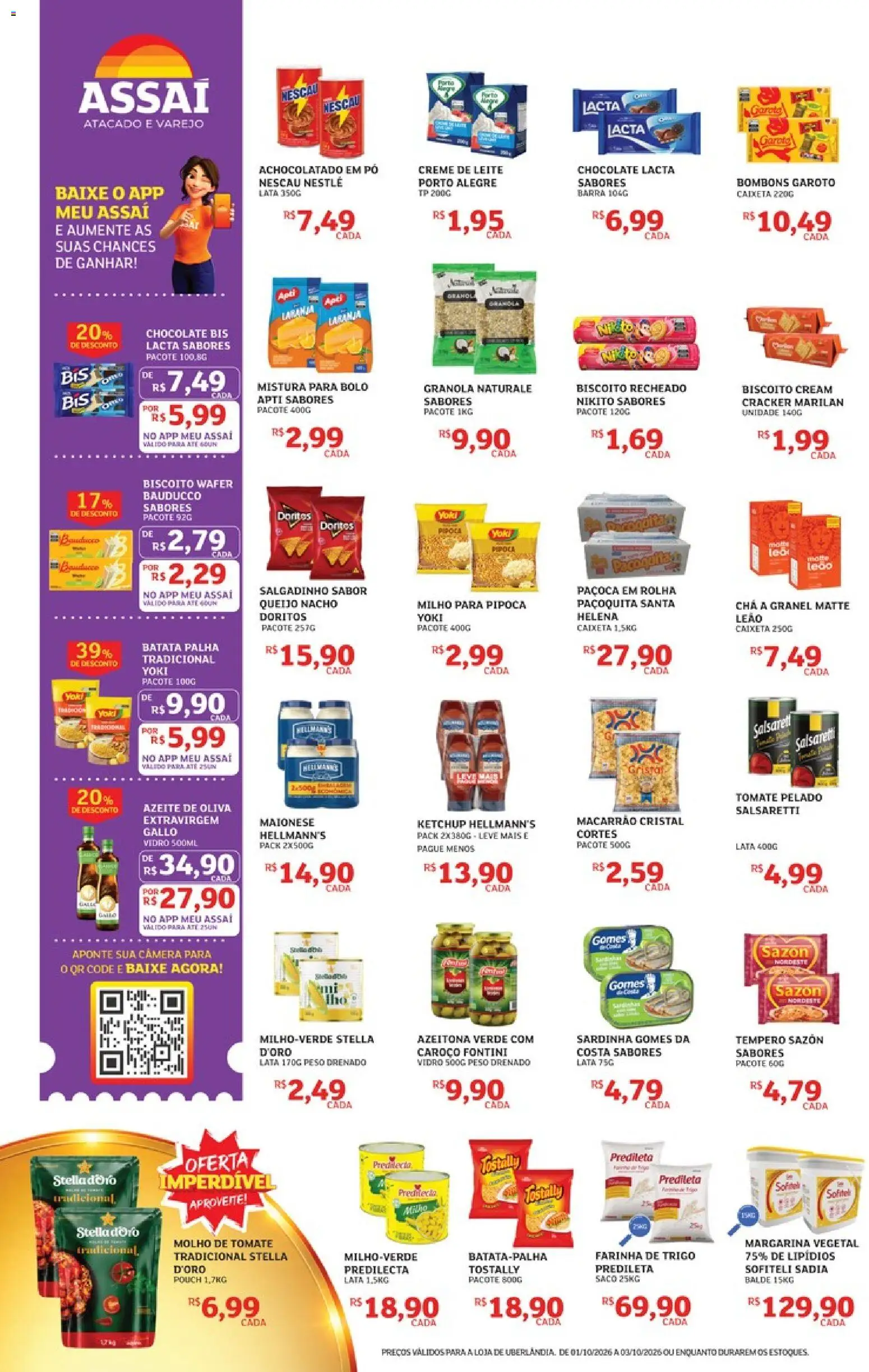 Assaí Atacadista Folheto - válido de 01/10/2026 | Página: 2 | Produtos: Biscoito, Nescau, Molho de tomate, Creme