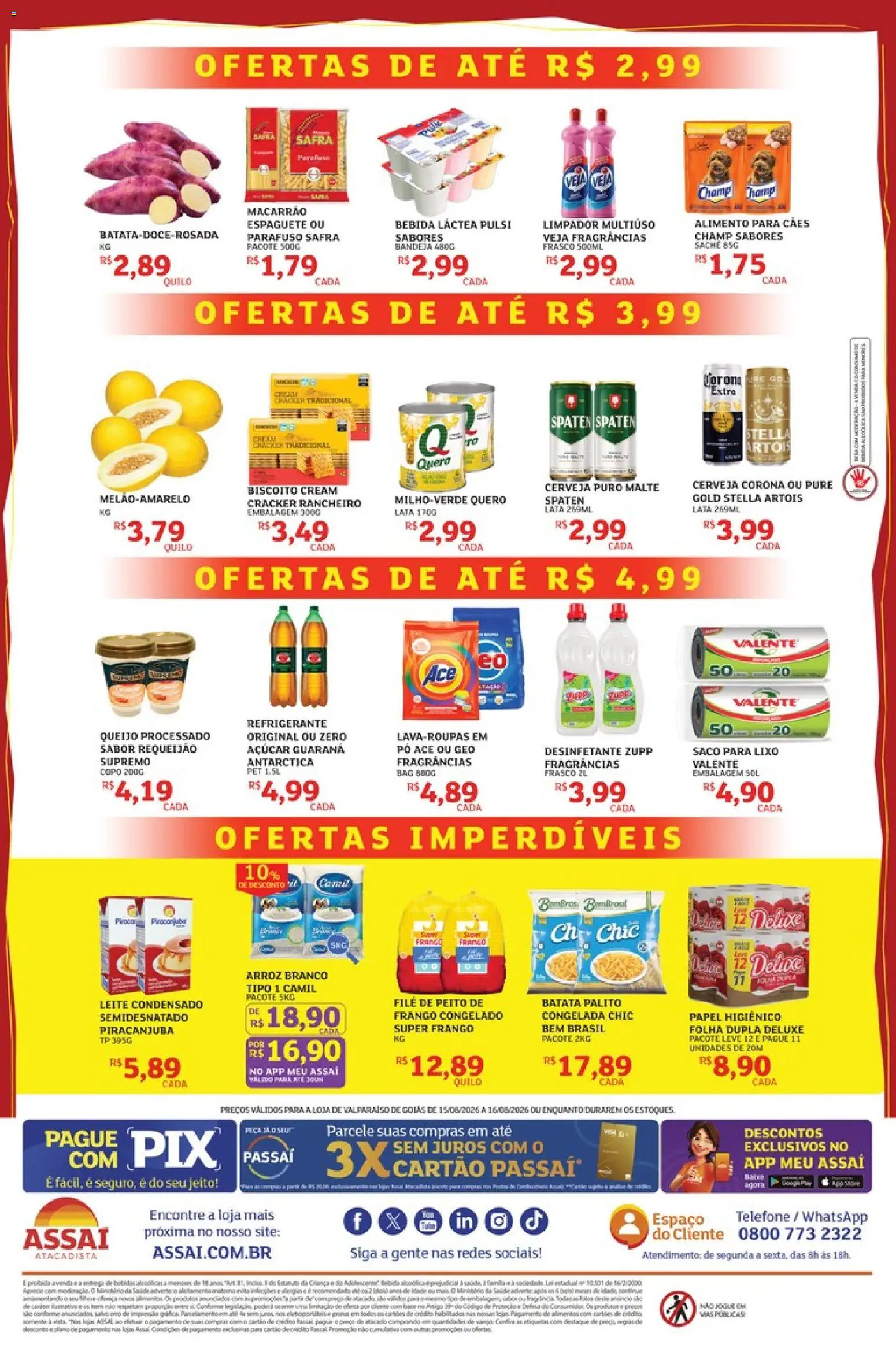 Assaí Atacadista Folheto - válido de 15/08/2026 | Página: 2 | Produtos: Macarrão, Açúcar, Frango, Cerveja Corona