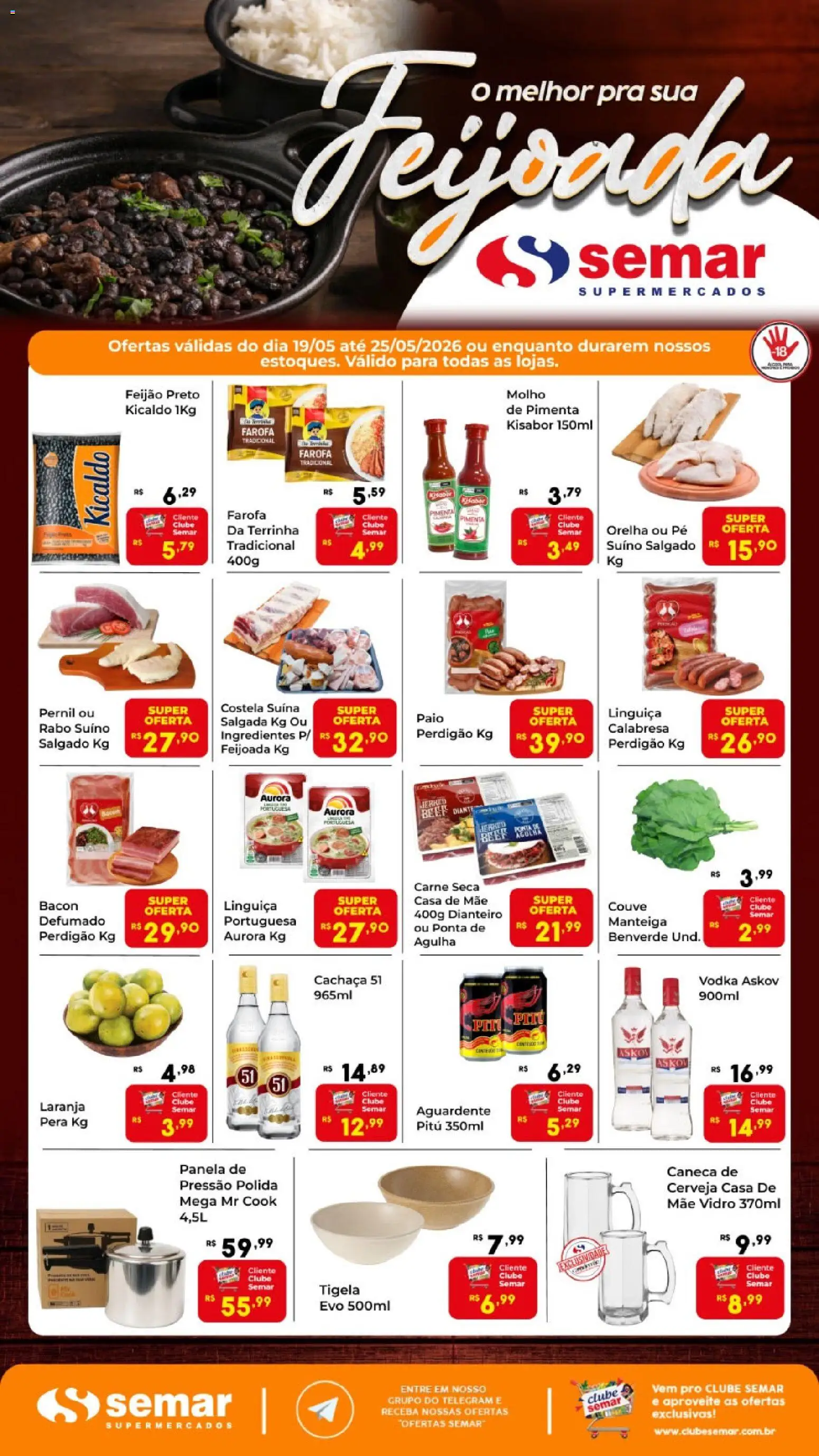 Semar Supermercado Folheto - válido de 19.05.2026 | Página: 1 | Produtos: Pera, Feijão, Panela, Tigela