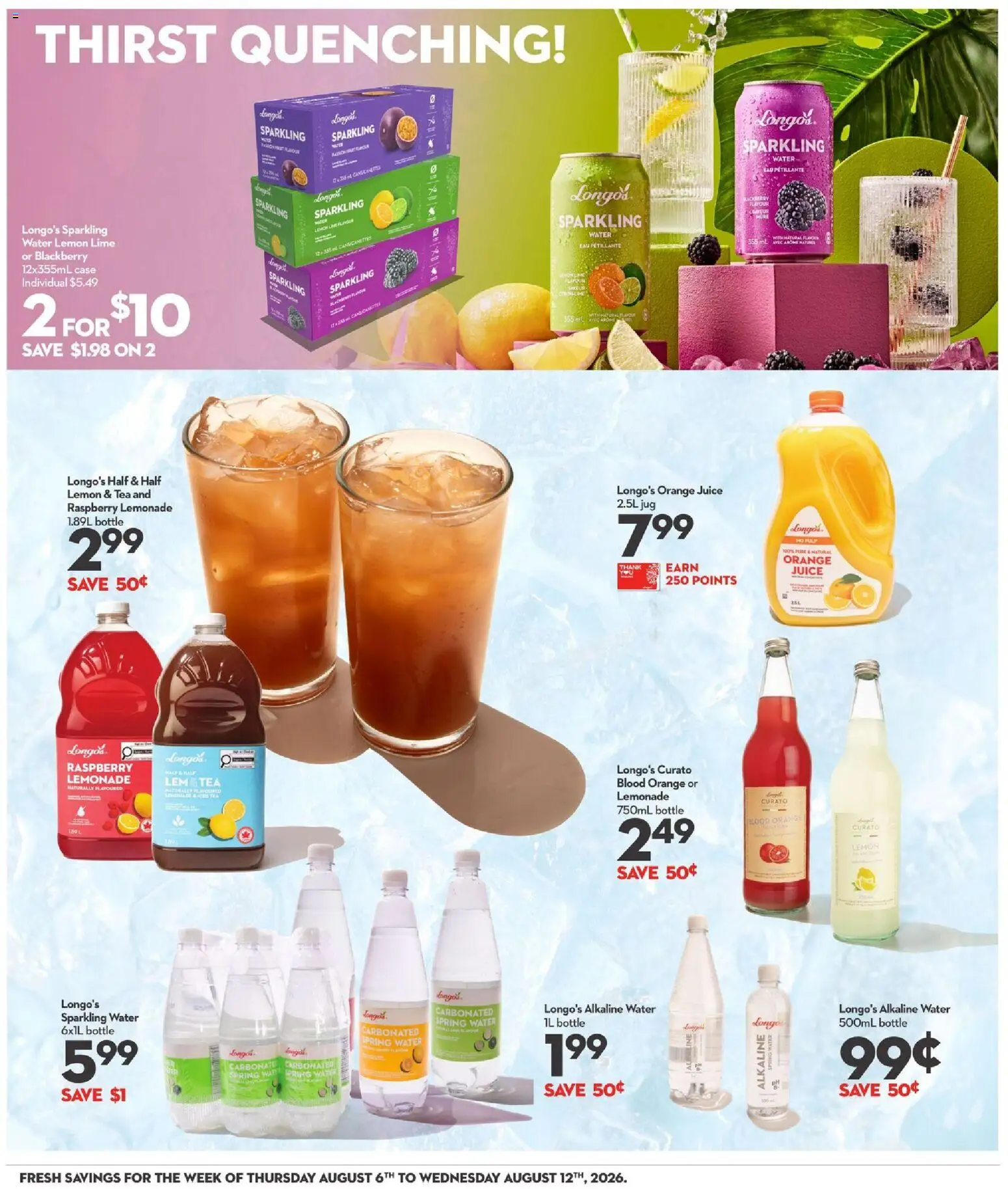 Longo's flyer valid from Aug 6, 2026 | Page: 15 | Products: Tea, Case, Juice