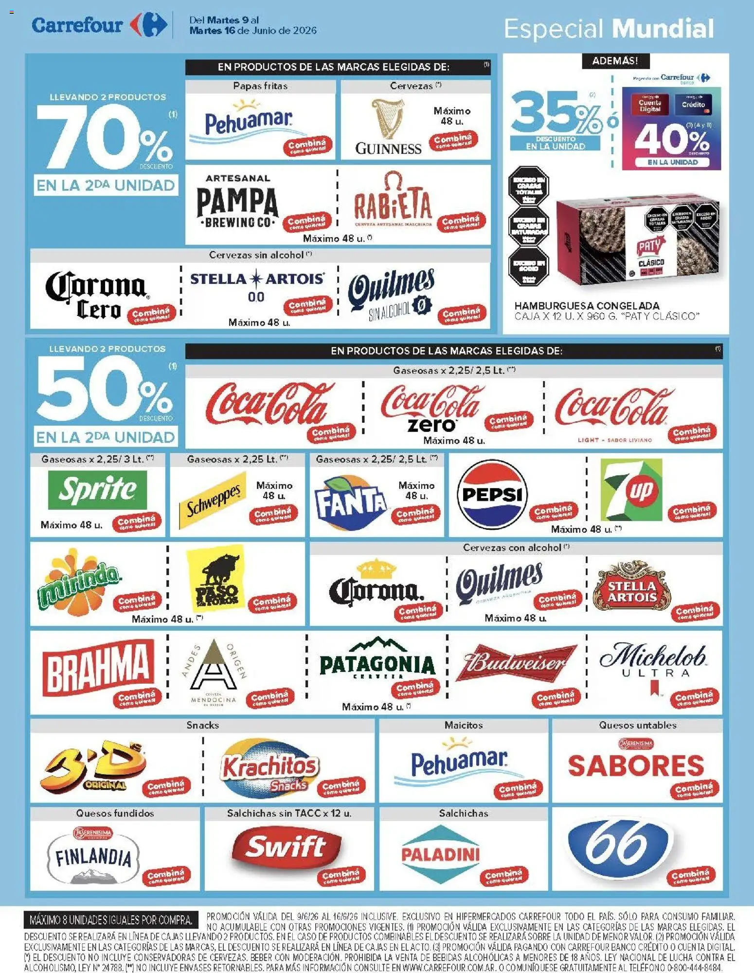 Carrefour ofertas │ válido desde el 09.06.2026 | Página: 5 | Productos: Sobre, Caja, Cerveza, Papas fritas