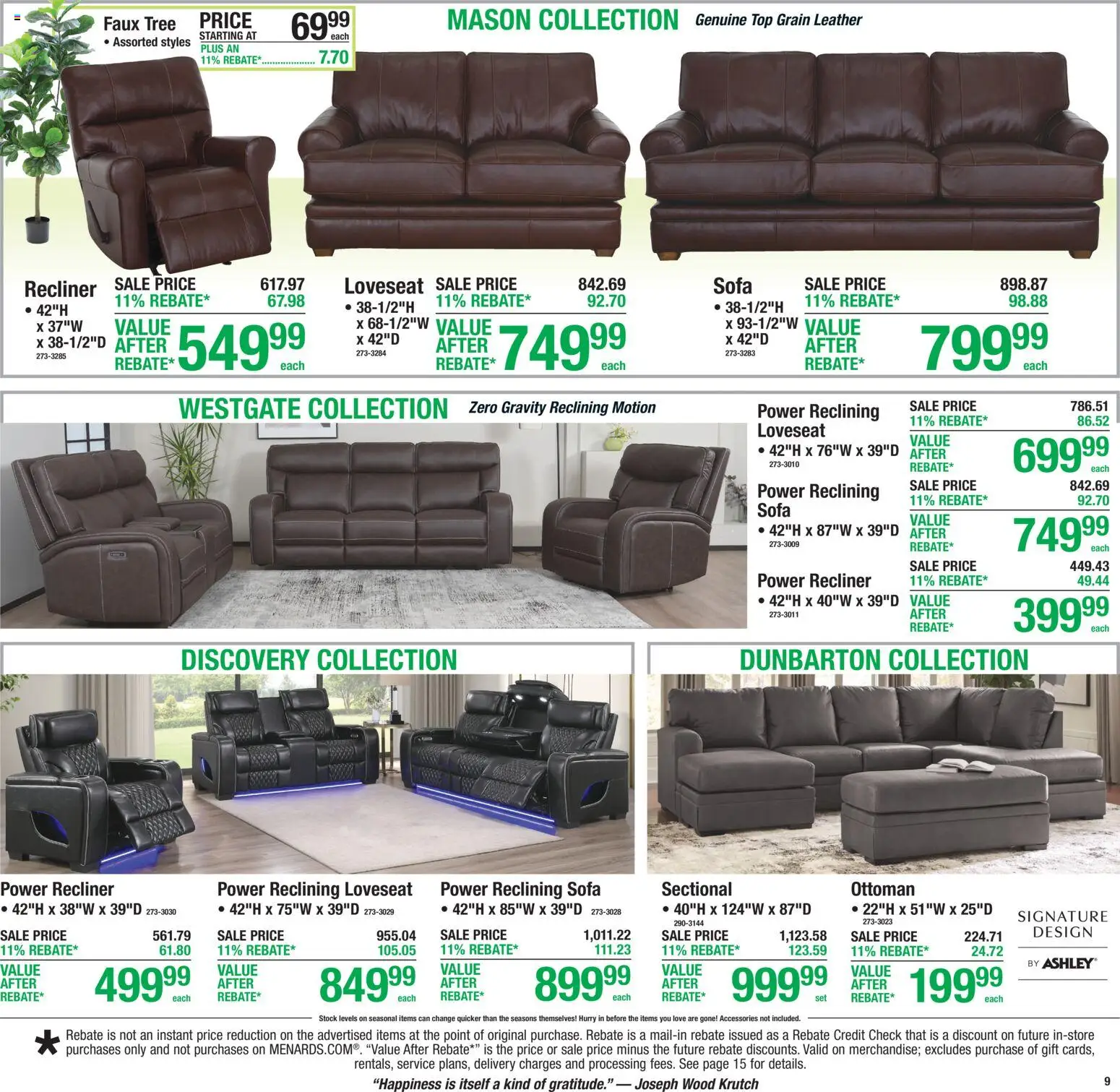 Menards Weekly Ad - valid from 08/13/2026 | Page: 12 | Products: Sofa, Loveseat, Recliner, Sectional