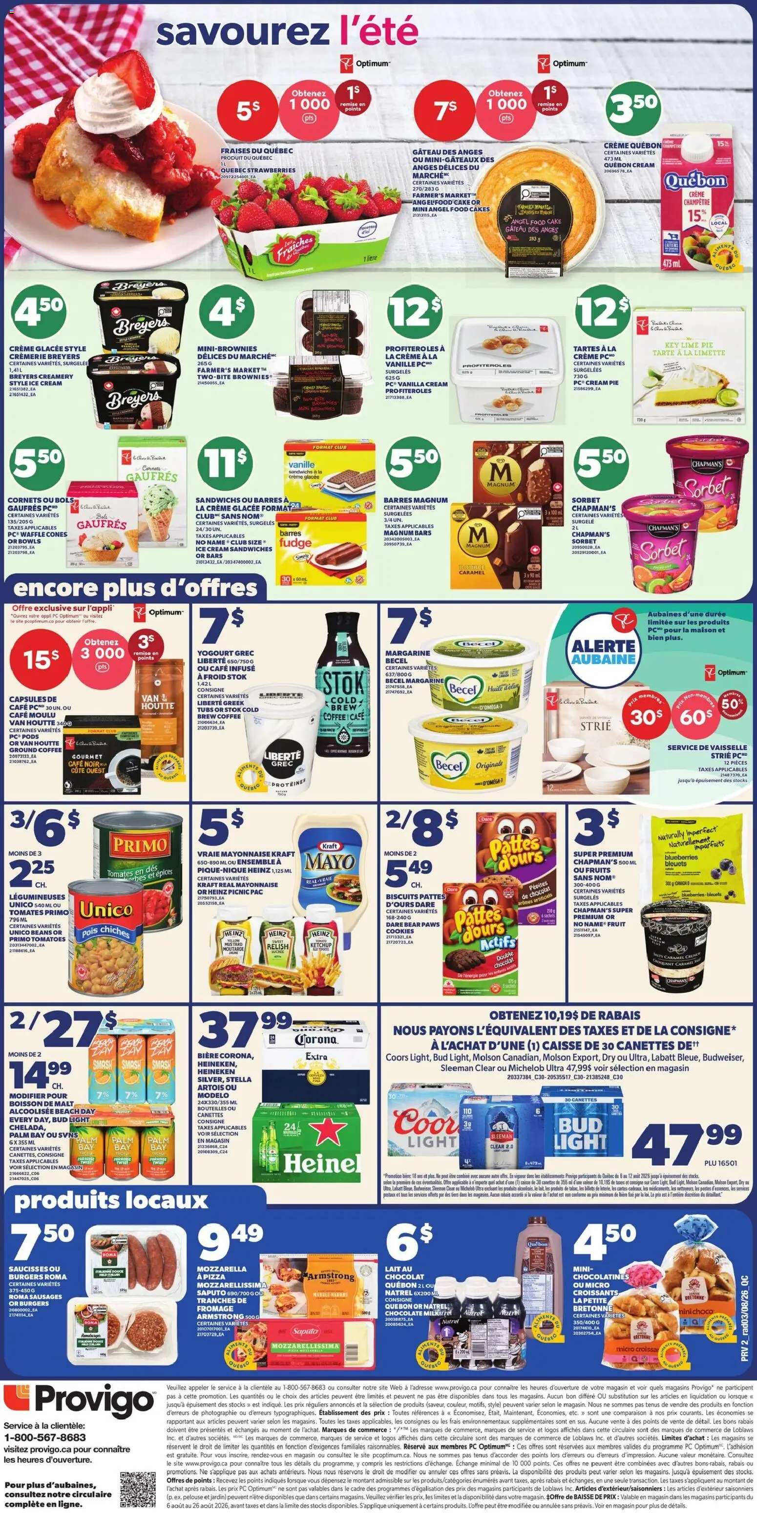 Provigo flyer valid from Aug 6, 2026 | Page: 2 | Products: Ketchup, Ice cream, Chocolate, Tomatoes