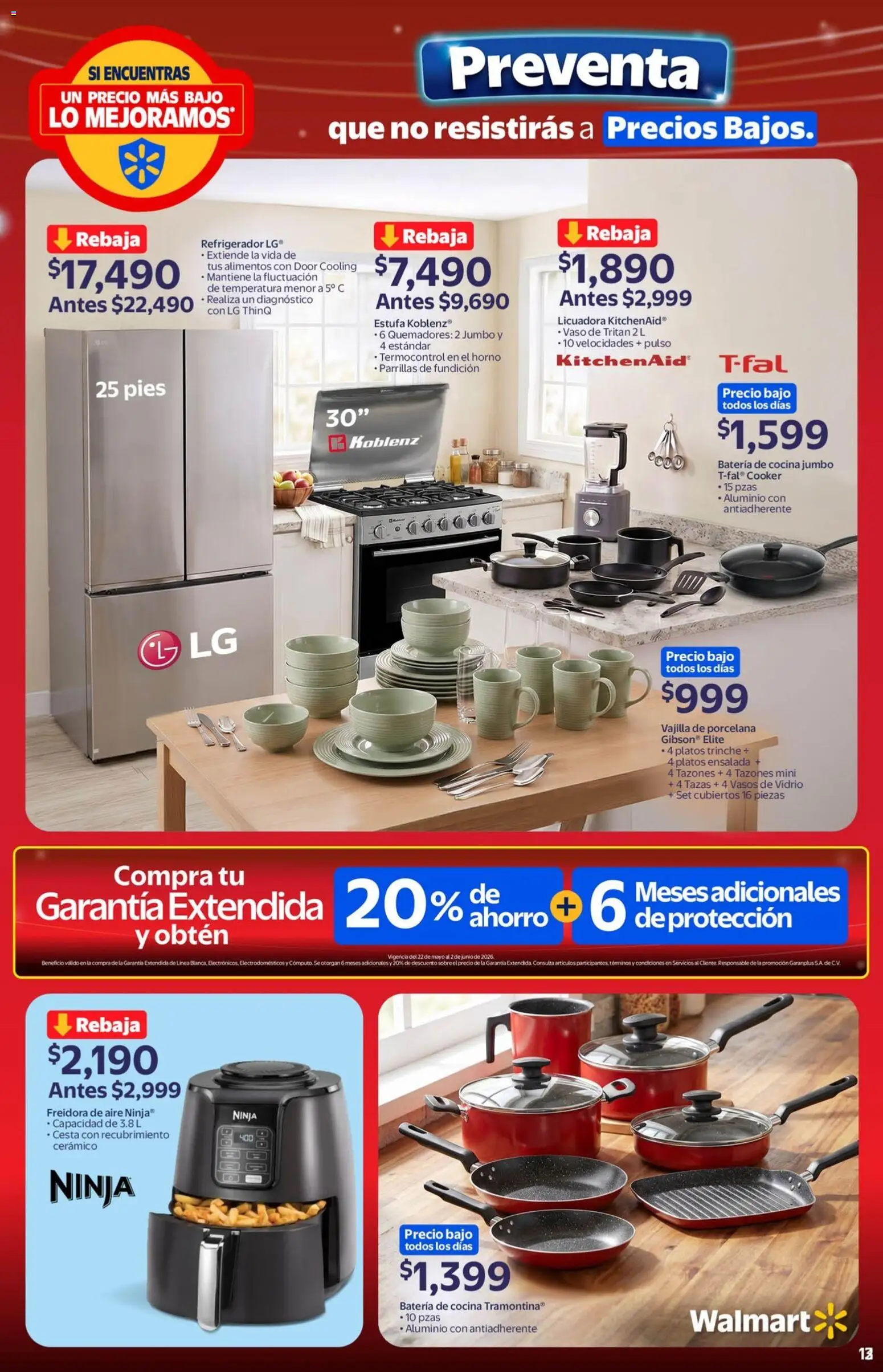 Nuevas ofertas de Walmart válidas en toda la República Mexicana desde el 22.05.2026. ¡Encuentra las mejores ofertas en Walmart folleto Preventa gue no resistirás a precios bajos! | Página: 13