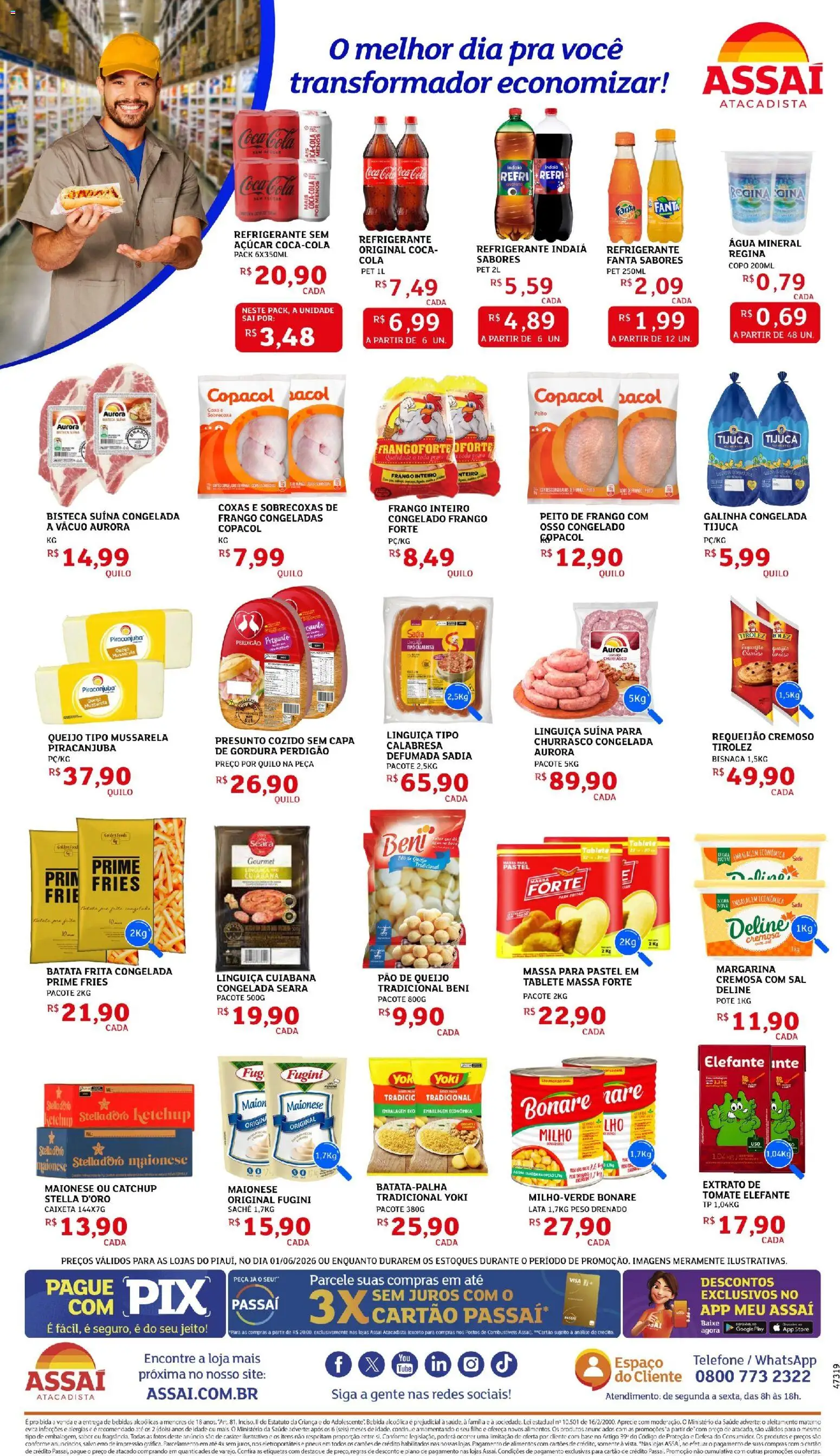 Assaí Atacadista Folheto - válido de 01.06.2026 | Página: 2 | Produtos: Cola, Açúcar, Telefone, Requeijão