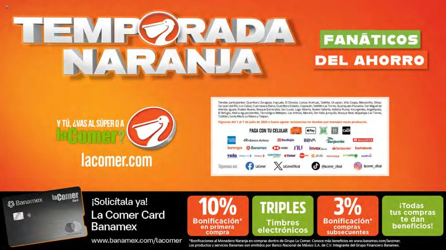 Nuevas ofertas de La Comer válidas en toda la República Mexicana desde el 01/07/2026. ¡Encuentra las mejores ofertas en La Comer folleto! | Página: 44 | Productos: Monedero, Banco, Té, Satélite