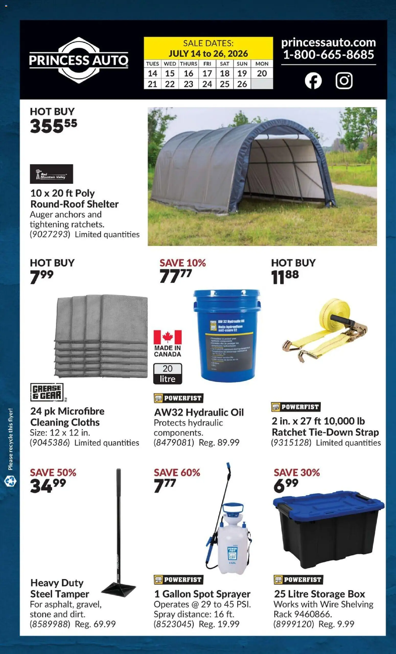 Princess Auto flyer valid from Jul 14, 2026 | Page: 8 | Products: Box, Oil