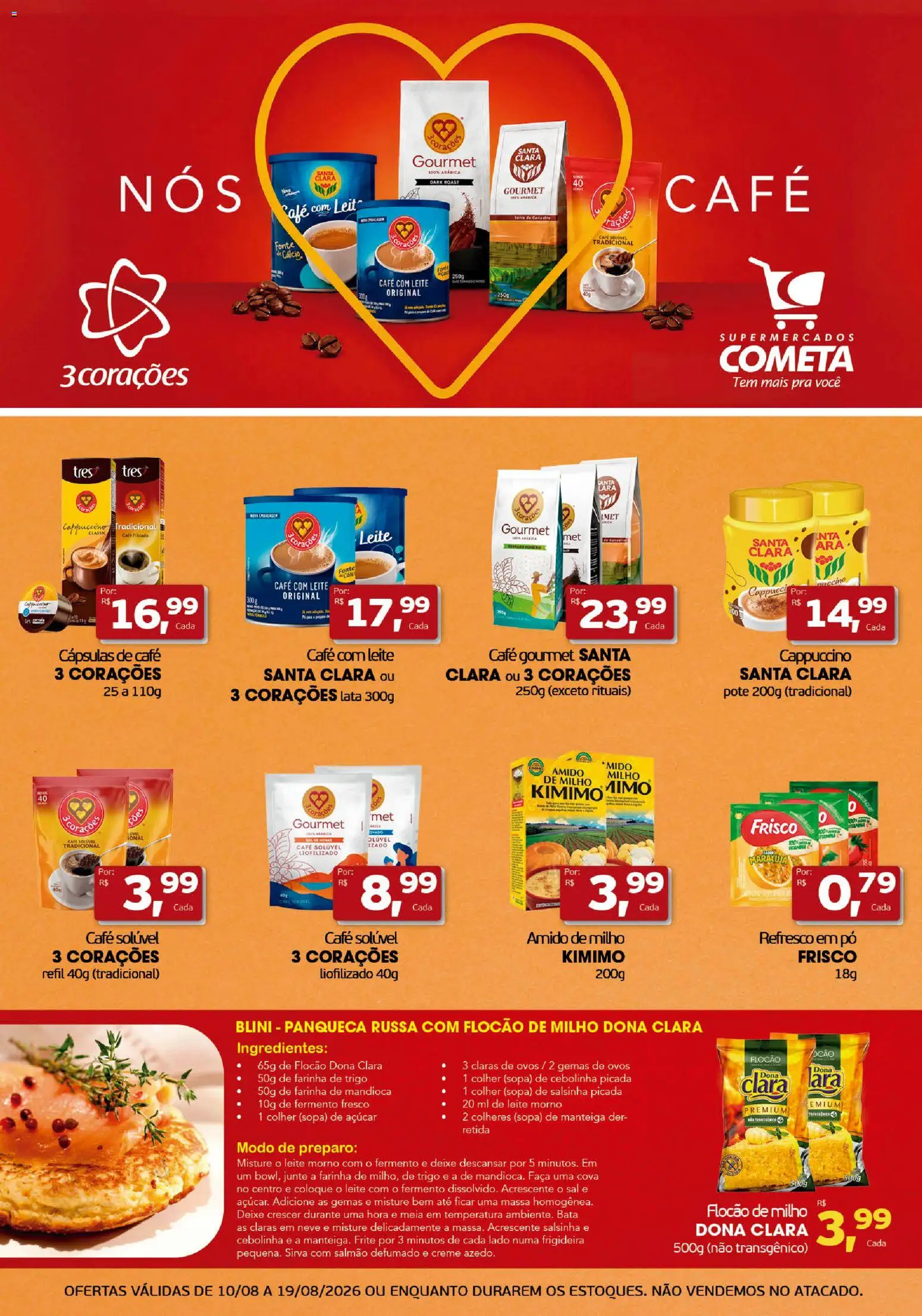 Cometa Supermercados Folheto - válido de 10/08/2026 | Página: 1 | Produtos: Frigideira, Amido de milho, Salmão defumado, Ovos