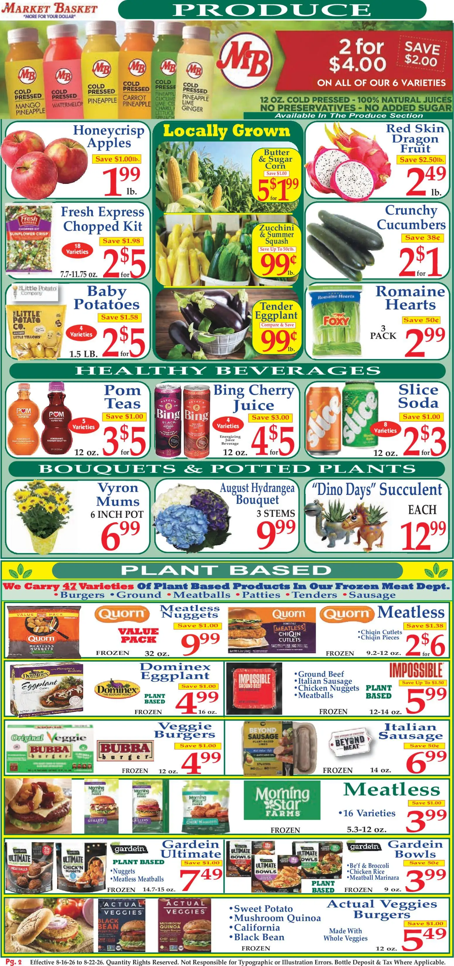 Market Basket Ad - valid from 08/16/2026 | Page: 2 | Products: Basket, Beef, Fruit, Quinoa