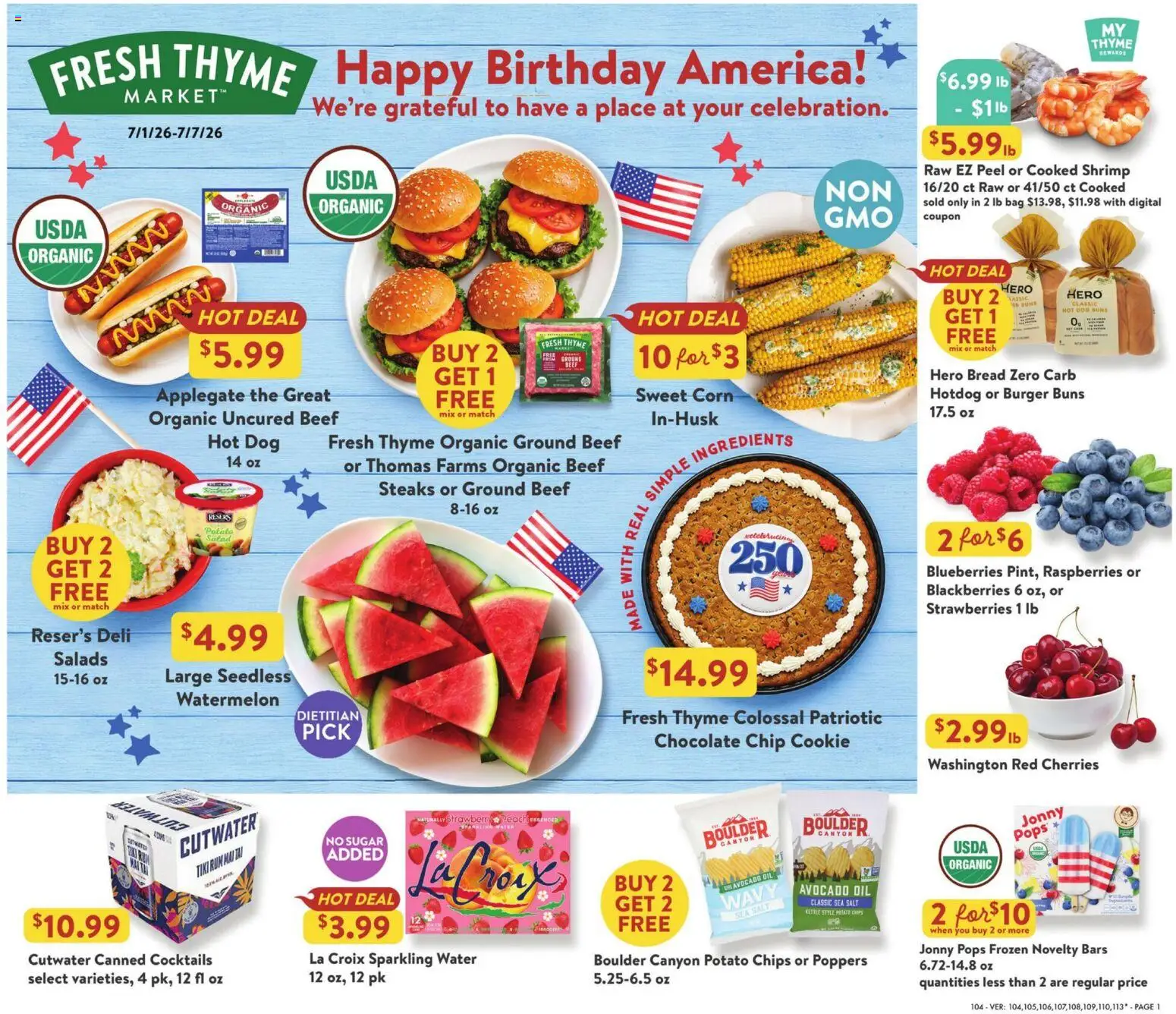 Fresh Thyme Weekly Ad - valid from 07/01/2026 | Page: 2 | Products: Corn, Strawberries, Sugar, Peach