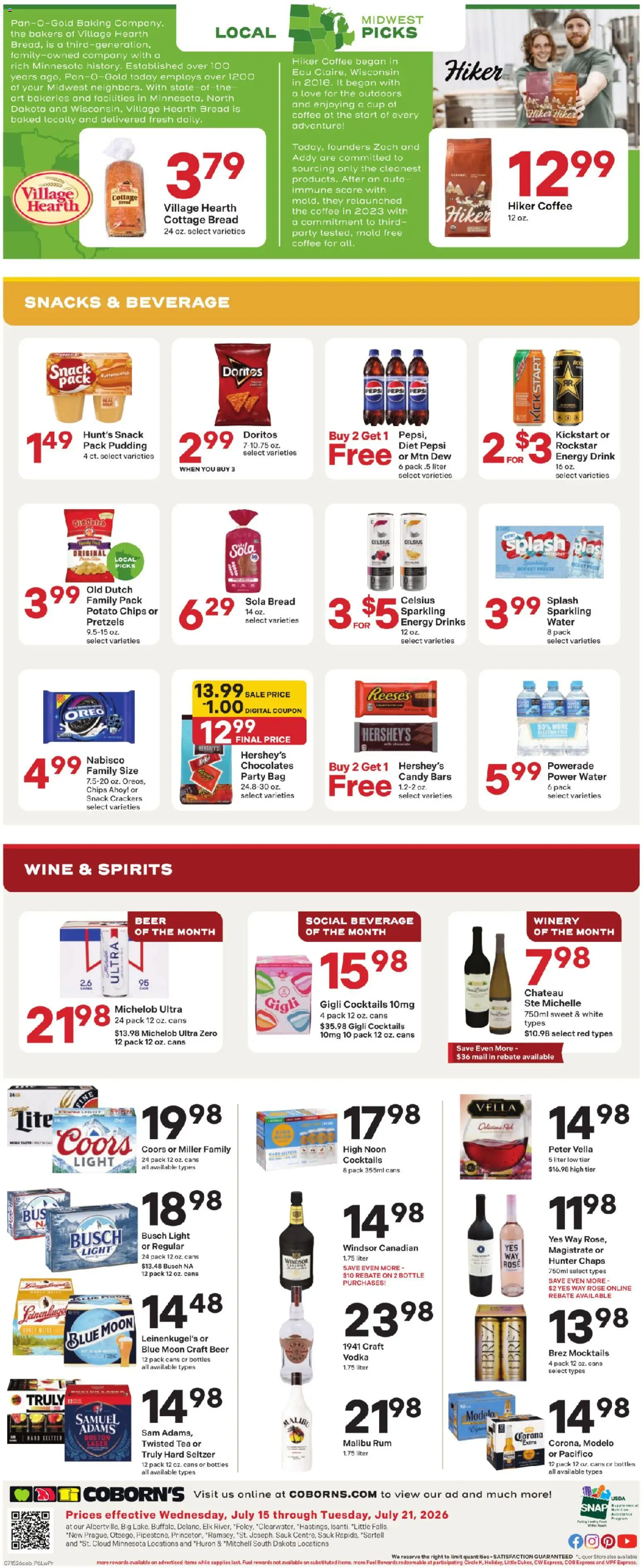 Coborn's Weekly Ad - valid from 07/15/2026 | Page: 6 | Products: Milk, Bread, Tea, Vodka