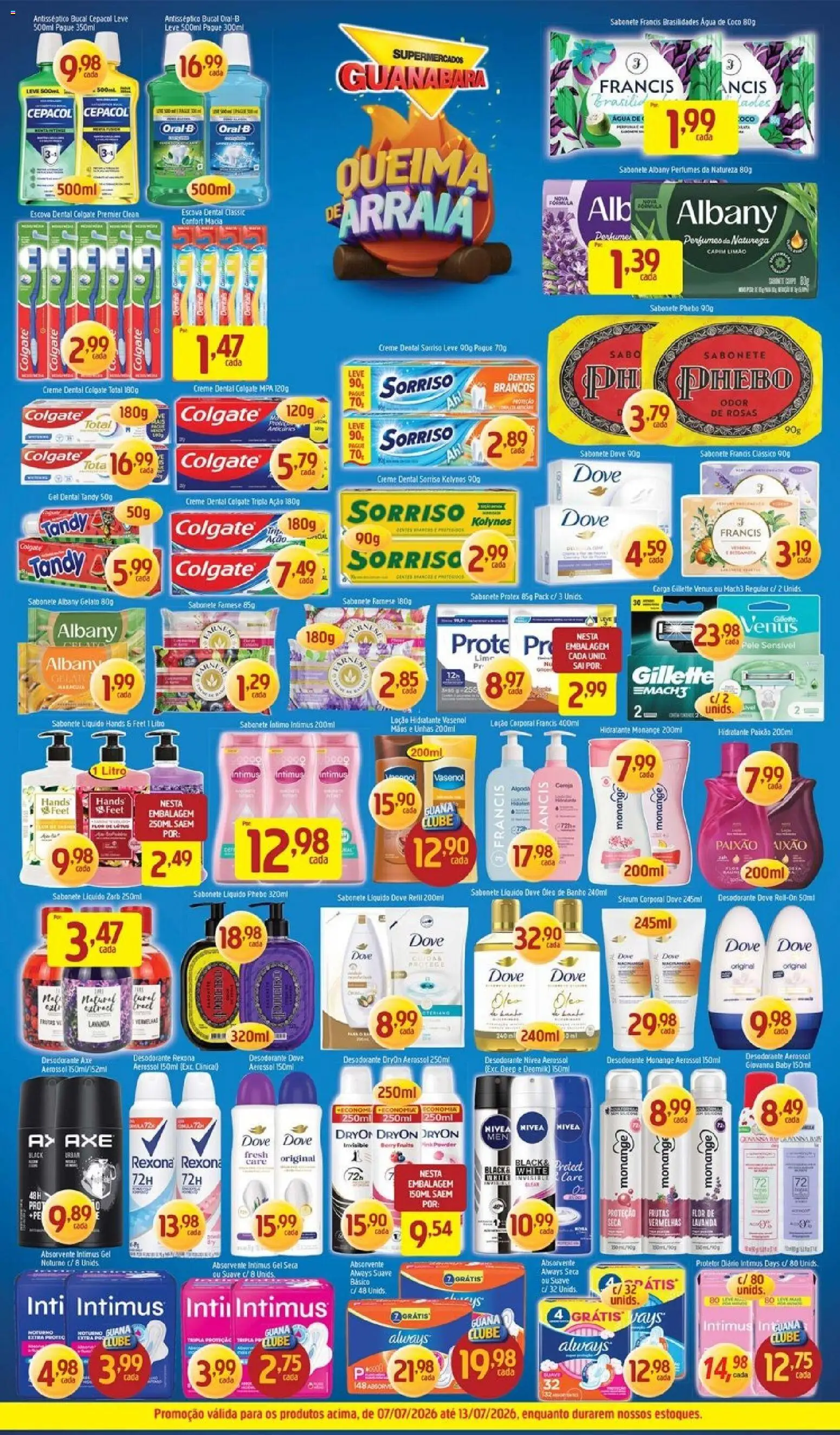 Supermercados Guanabara Folheto - válido de 07/07/2026 | Página: 11 | Produtos: Creme dental colgate total, Óleo, Creme, Absorvente
