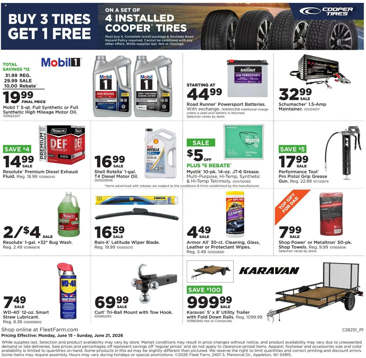 Mills Fleet Farm Weekly Ad - valid from 15.06.2026 | Page: 31 | Products: Battery, Wiper