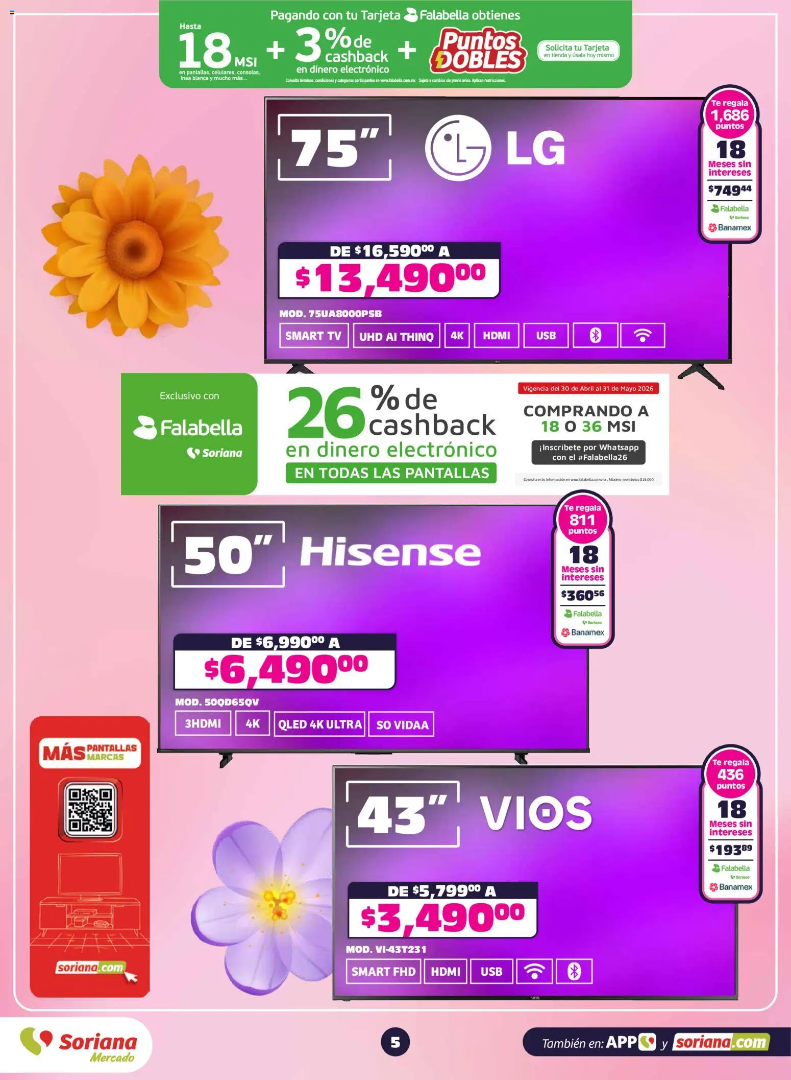 Nuevas ofertas de Soriana válidas en toda la República Mexicana desde el 30.04.2026. ¡Encuentra las mejores ofertas en Soriana A mamá la apoyamos con todo Mercado Nacional! | Página: 6 | Productos: Pantallas, Té