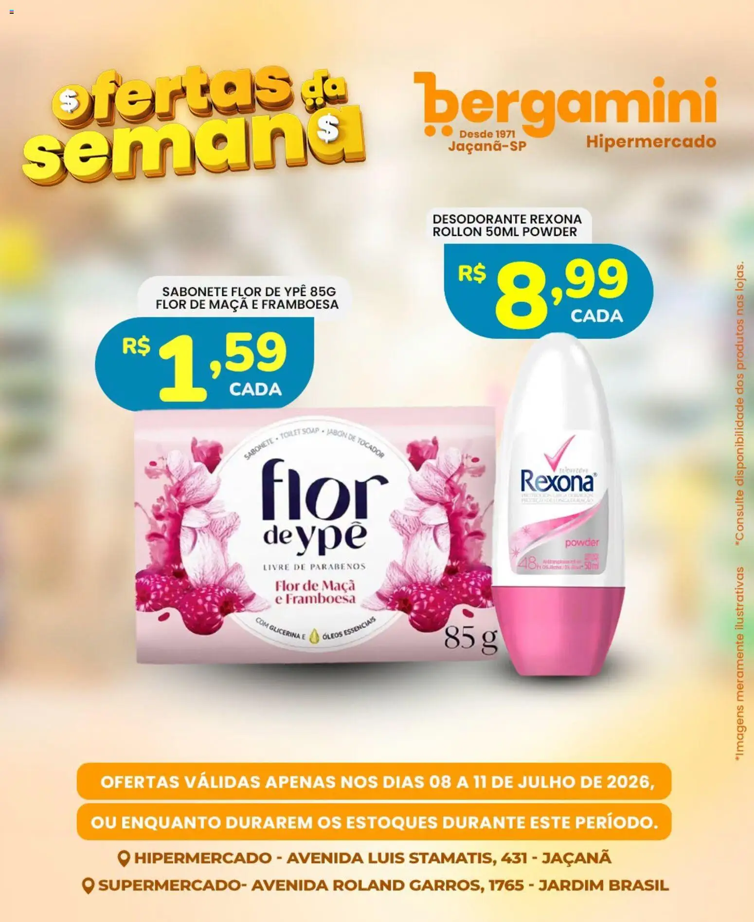 Supermercado Bergamini Folheto - válido de 08/07/2026 | Página: 18 | Produtos: Desodorante, Sabonete, Rexona