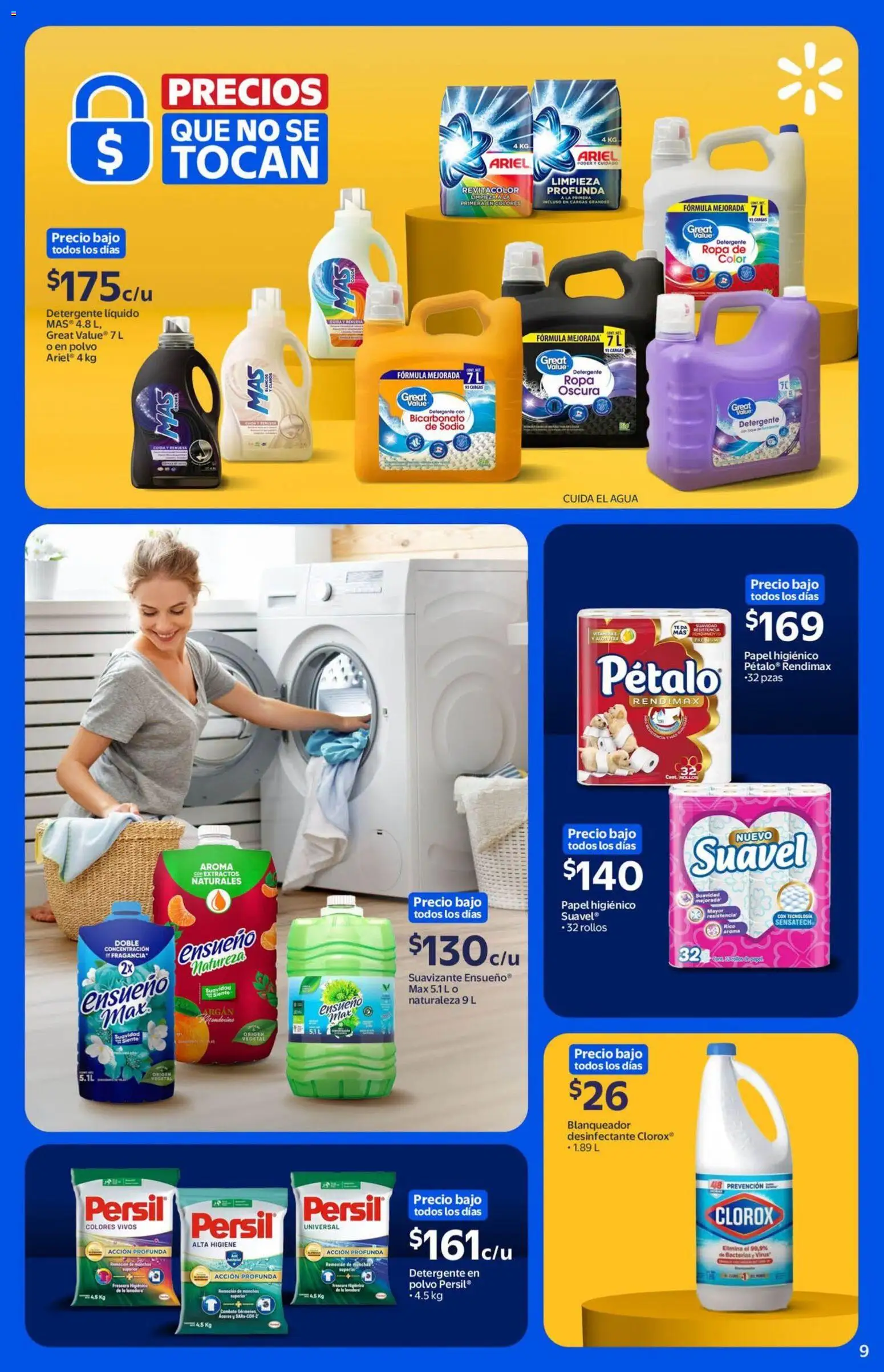 Nuevas ofertas de Walmart válidas en toda la República Mexicana desde el 26/08/2026. ¡Encuentra las mejores ofertas en Walmart folleto! | Página: 9 | Productos: Detergente líquido, Desinfectante, Papel higiénico, Té