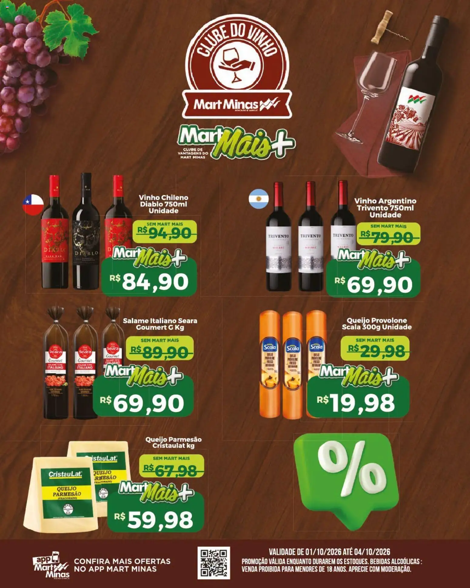 Mart Minas Folheto - válido de 01/10/2026 | Página: 3 | Produtos: Queijo, Salame, Vinho, Parmesão