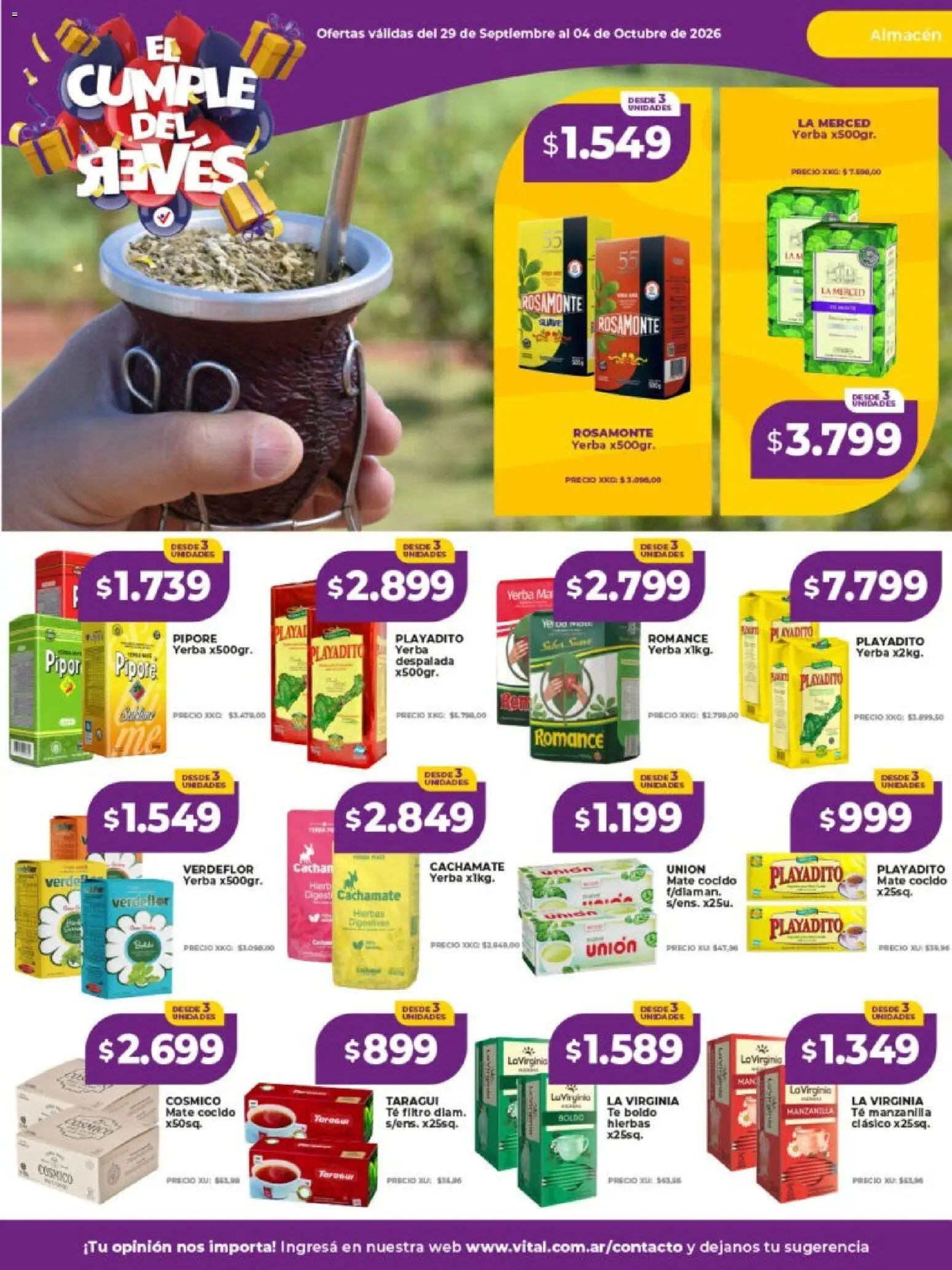 Vital - Ofertas │ válido desde el 29/09/2026 | Página: 22 | Productos: Hierbas, Mate, Yerba, Té