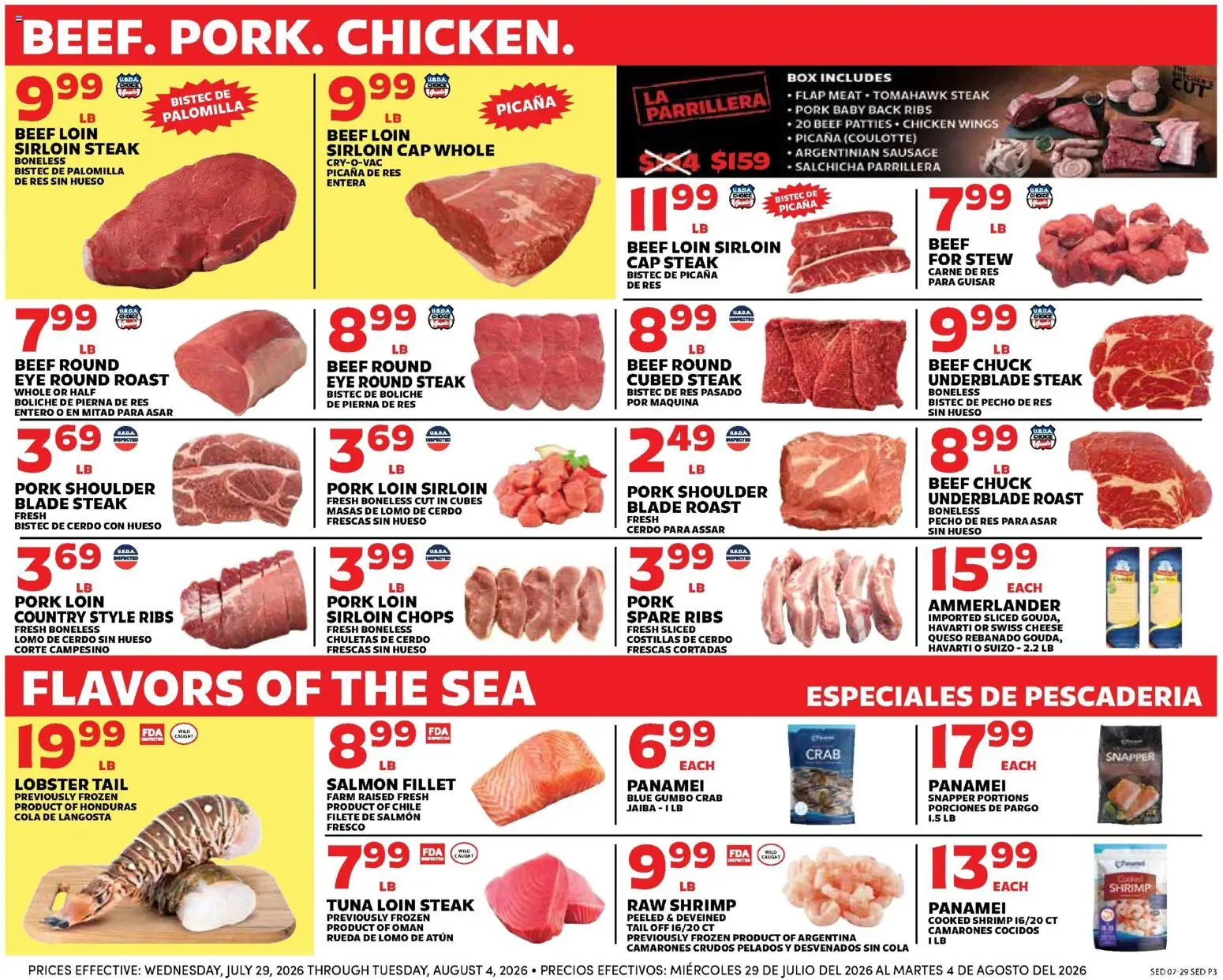 Sedano's Weekly Ad - valid from 07/29/2026 | Page: 3 | Products: Cheese, Pork, Beef, Cap