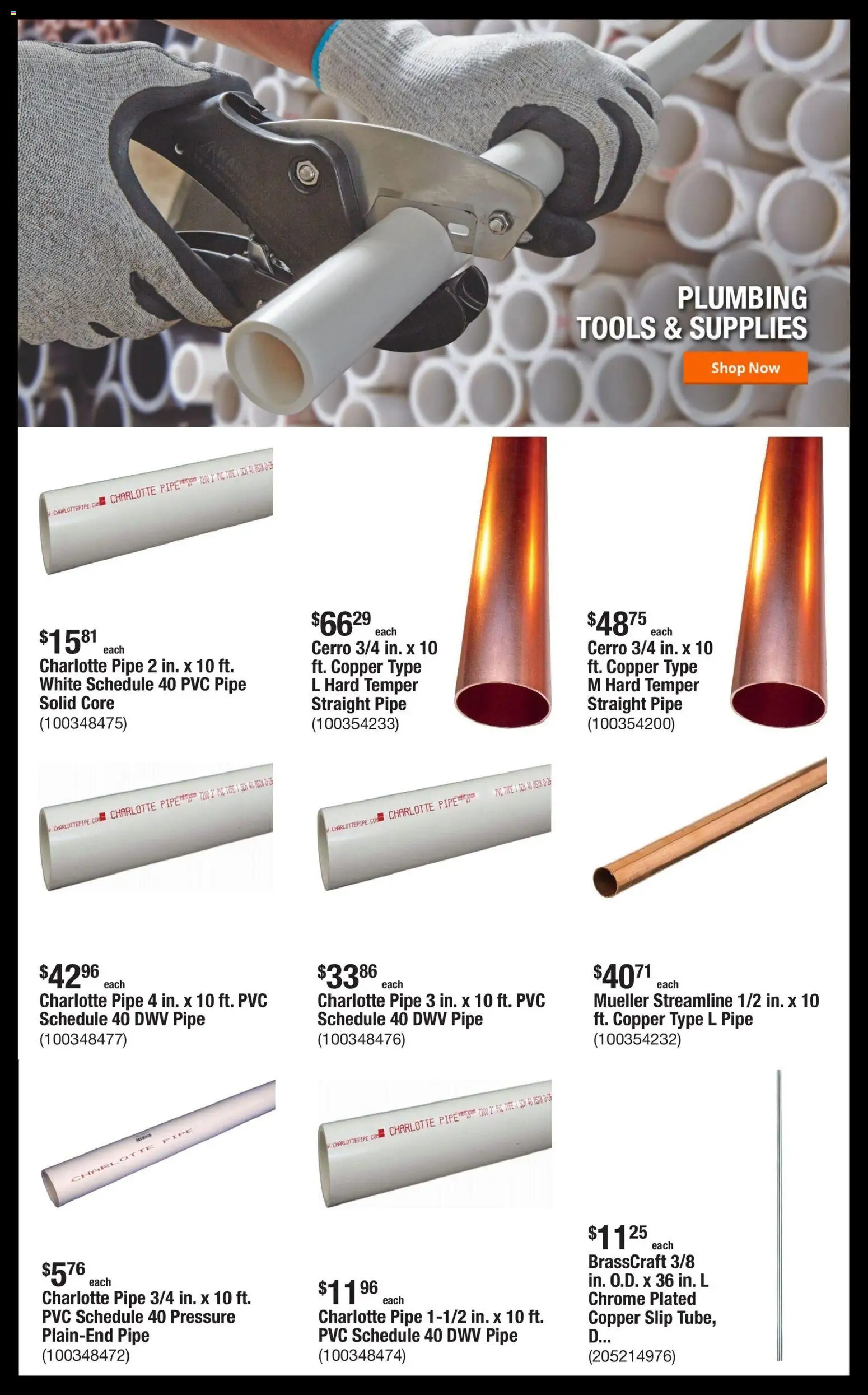 Home Depot Shop Pro Ad - valid from 08/17/2026 | Page: 4 | Products: Pipe, Tire, Tools