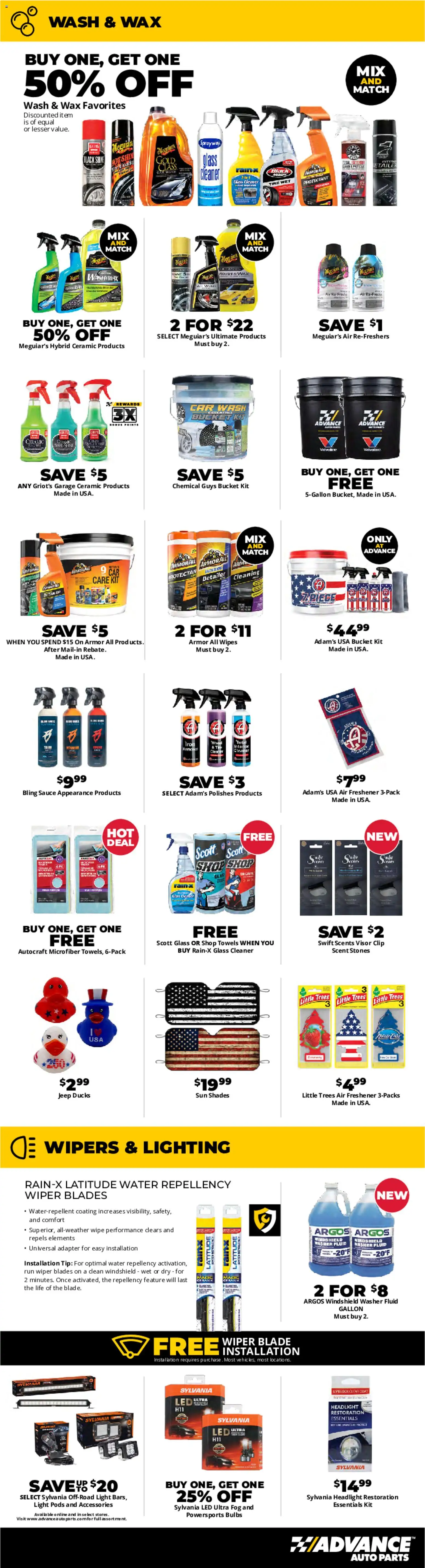 Advance Auto Parts Weekly Ad - valid from 24.05.2026 | Page: 5 | Products: Headlight, Water, Sauce, Washer