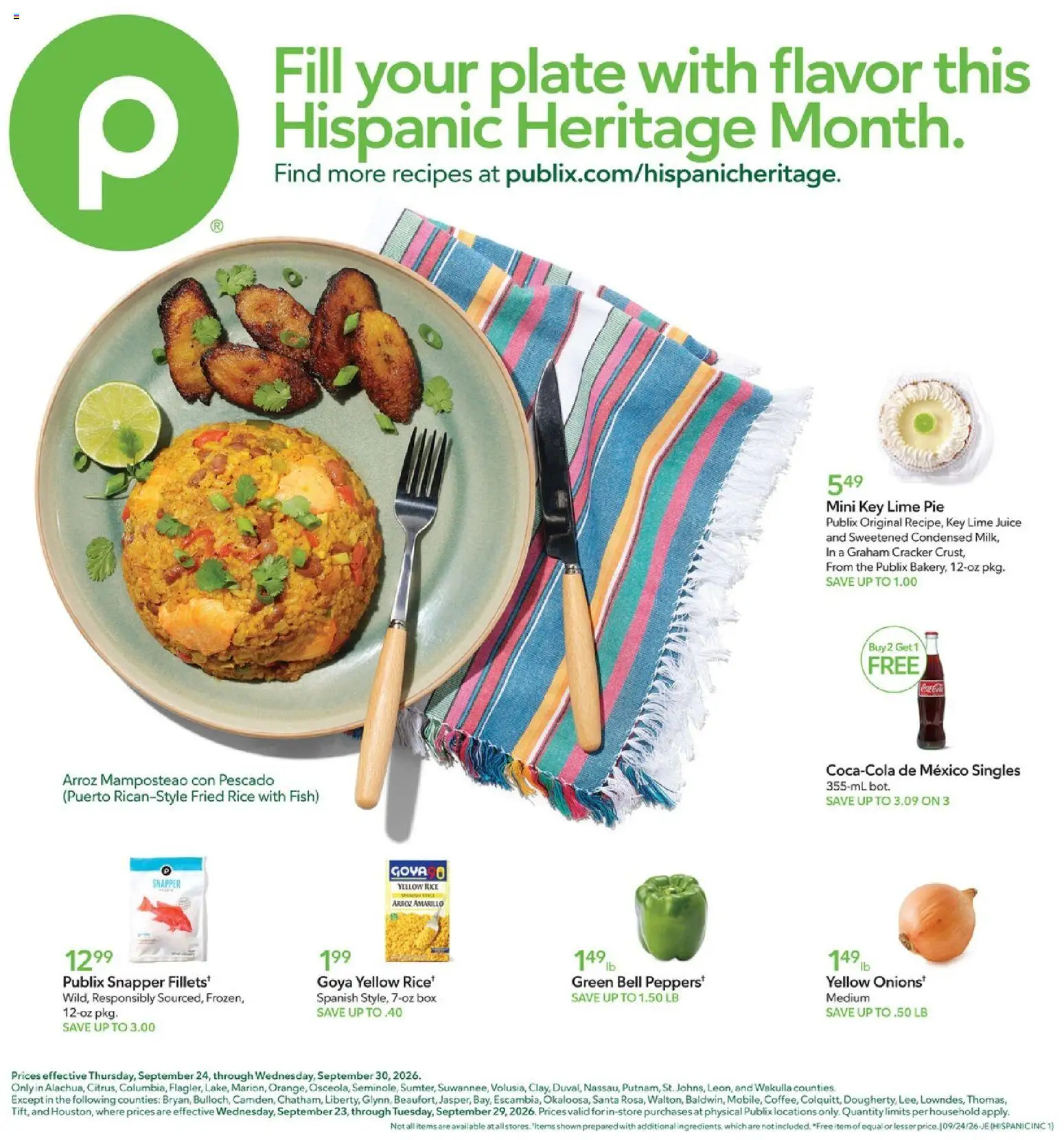 Publix Ad - valid from 09/24/2026 | Page: 1 | Products: Juice, Rice, Fish, Lime juice