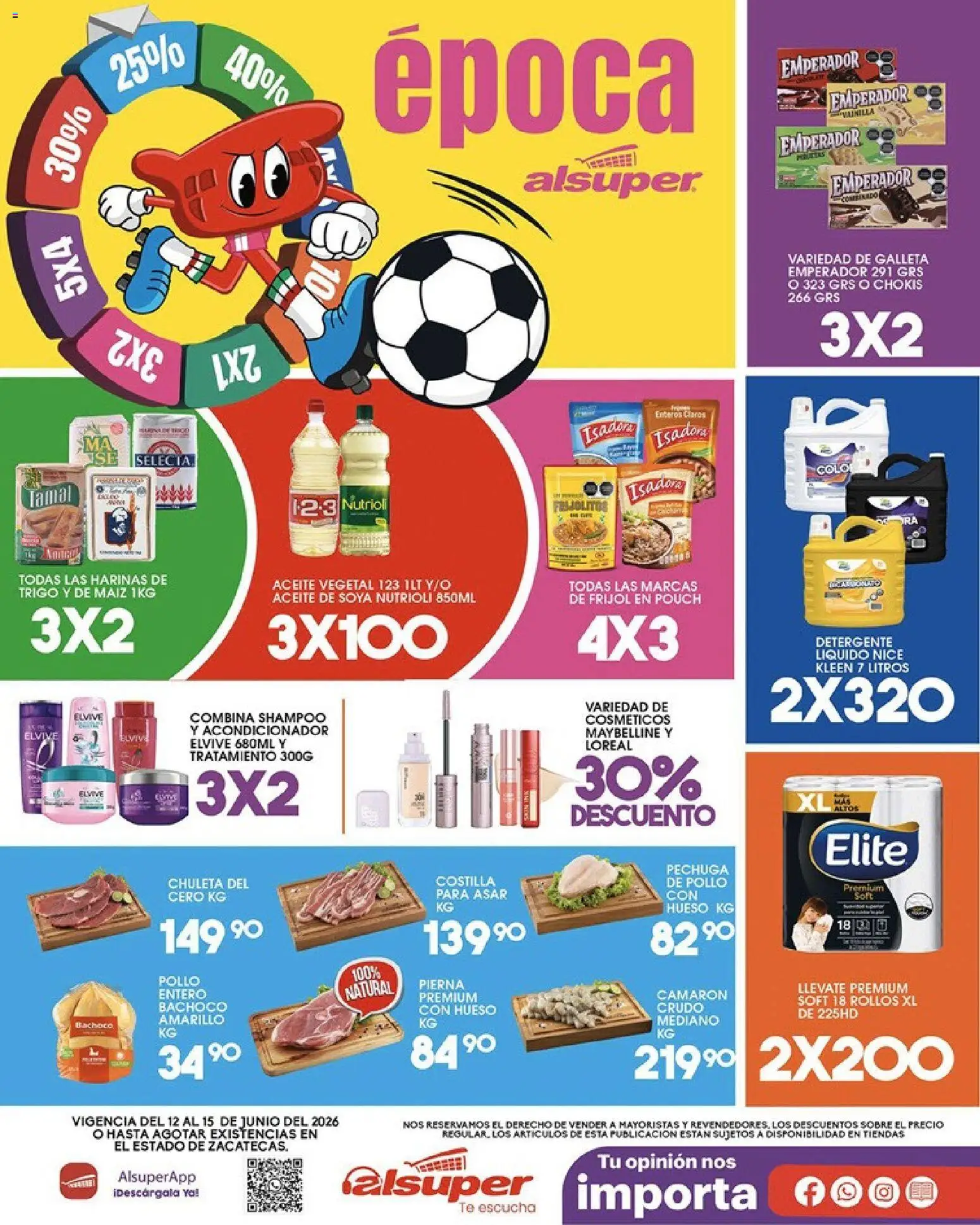 Nuevas ofertas de Alsuper válidas en toda la República Mexicana desde el 12.06.2026. ¡Encuentra las mejores ofertas en Alsuper folleto Calera! | Página: 1 | Productos: Pollo, Detergente, Acondicionador, Sobre