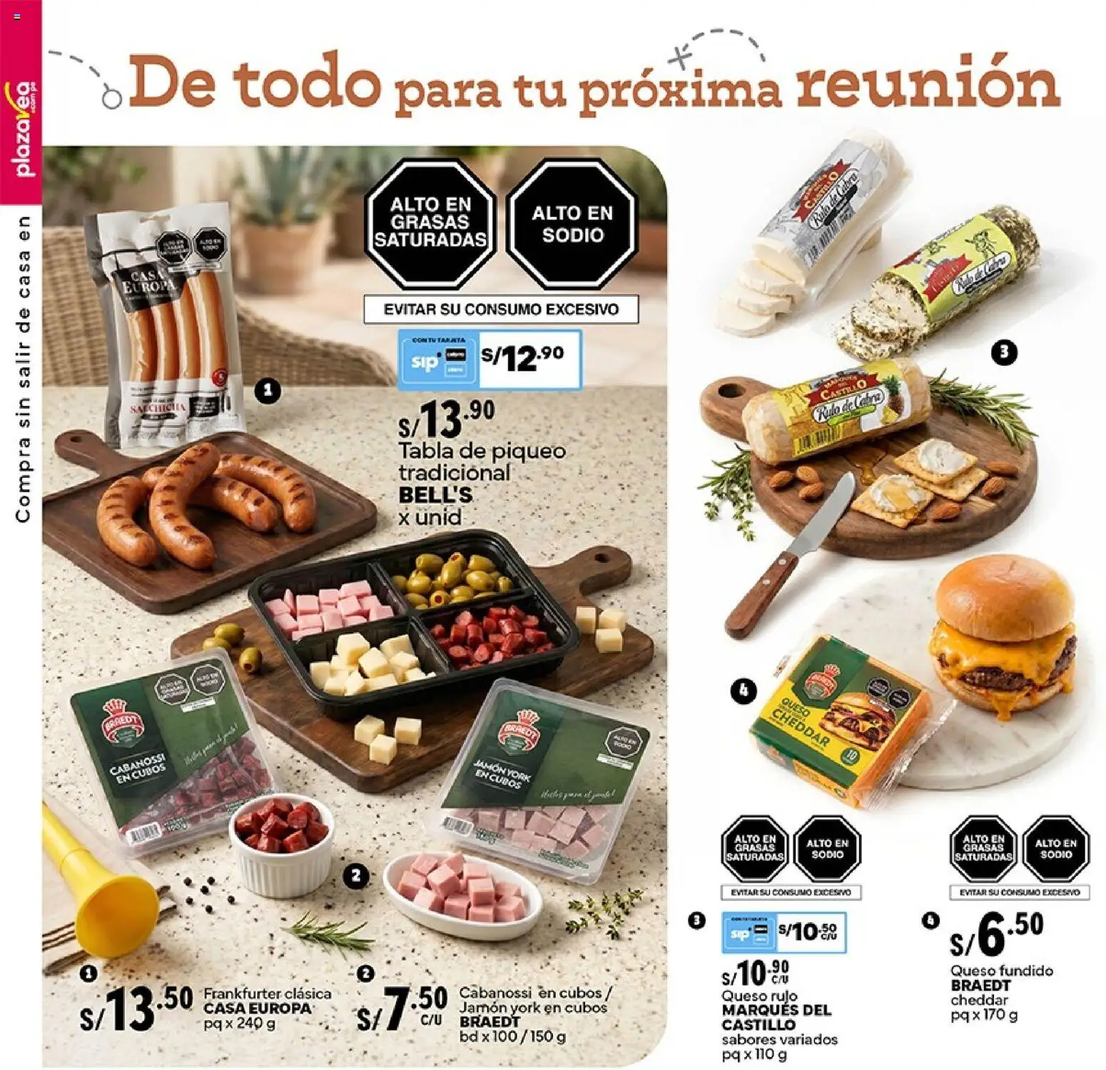 Catálogo Plaza Vea válido desde 12.06.2026 | Página: 14 | Productos: Queso, Jamón