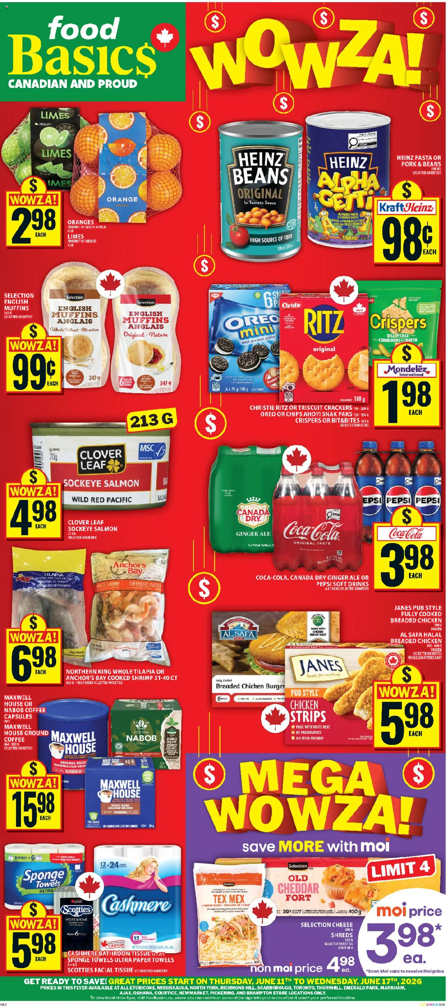 Food Basics flyer valid from 11.06.2026 | Page: 1 | Products: Fryer, Coffee, Pork, Oranges