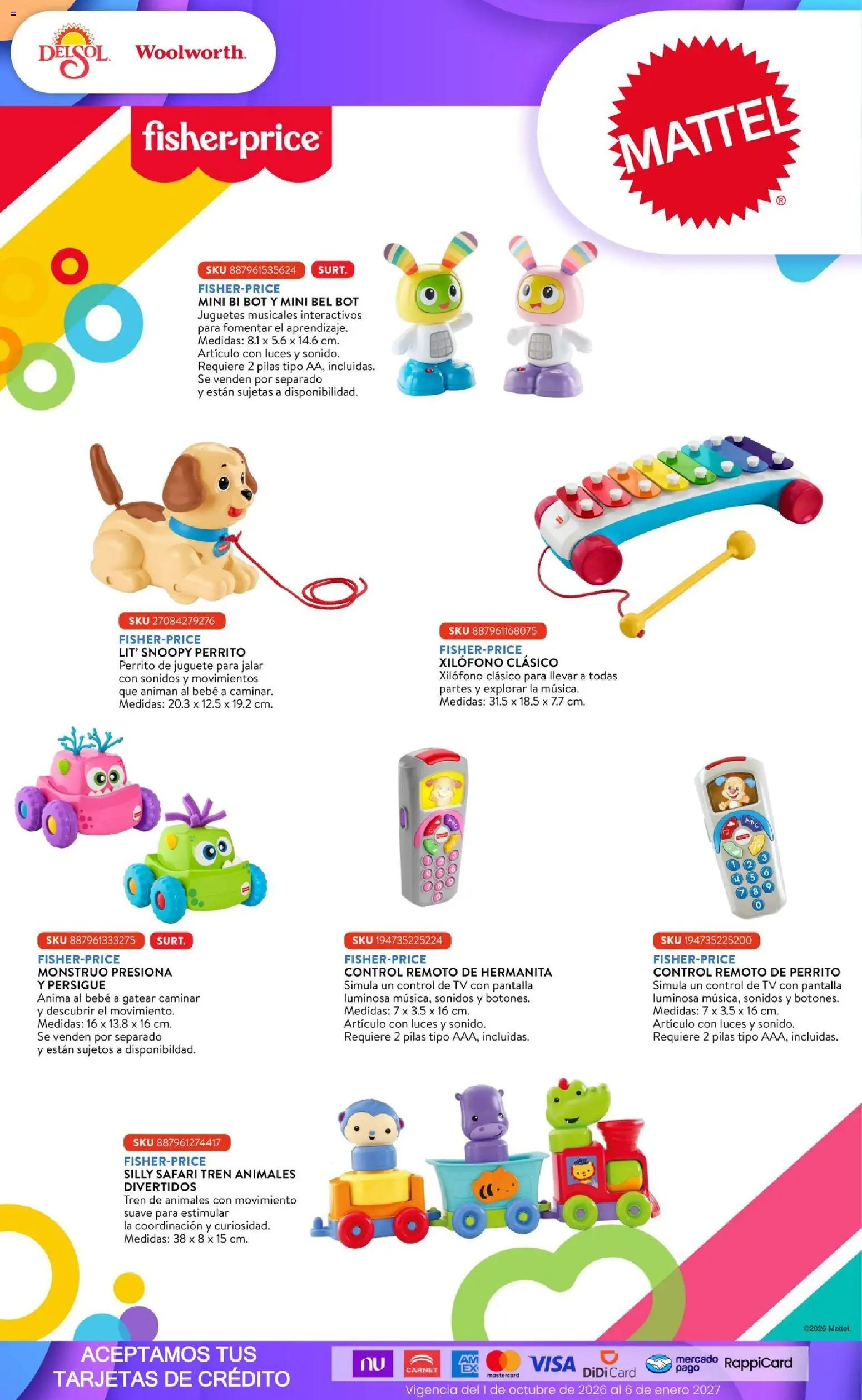 Nuevas ofertas de Del Sol y Woolworth válidas en toda la República Mexicana desde el 01/10/2026. ¡Encuentra las mejores ofertas en Del Sol y Woolworth catálogo El Castillo del Juguete! | Página: 12 | Productos: Control remoto, Pilas, Juguetes