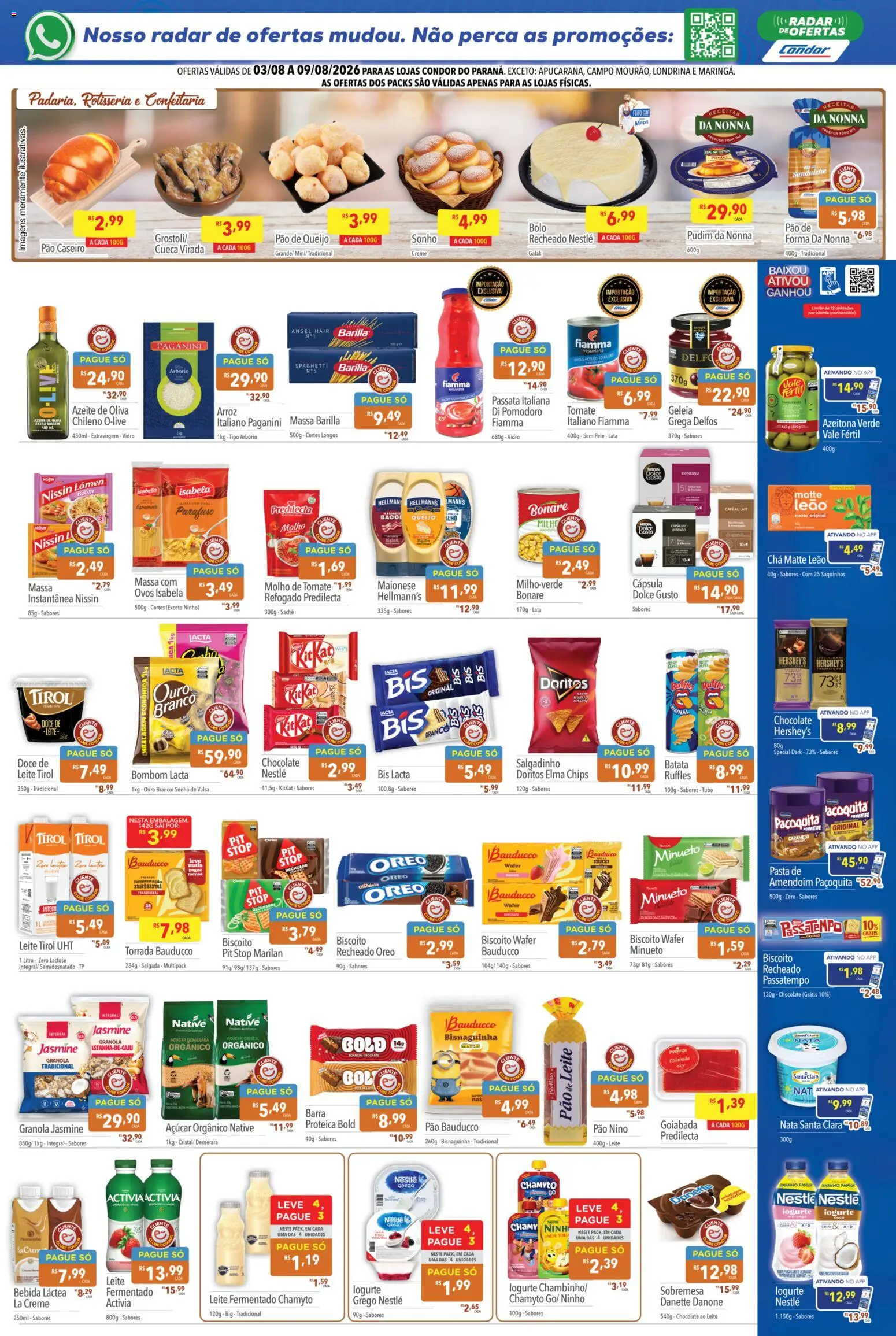 Supermercados Condor Folheto - válido de 03/08/2026 | Página: 2 | Produtos: Açúcar demerara, Chocolate, Chá, Leite fermentado
