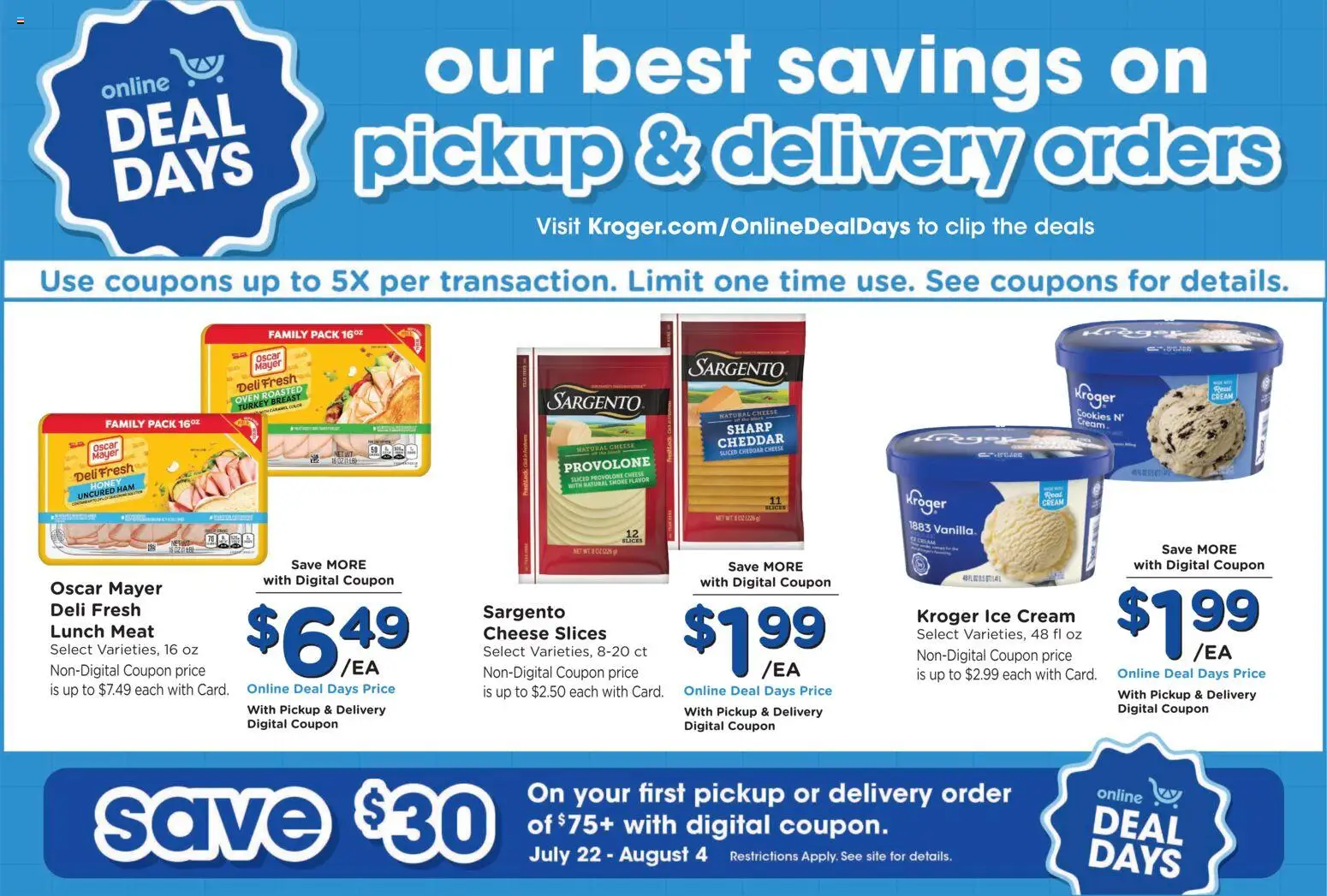 Kroger Weekly Ad - valid from 07/29/2026 | Page: 7 | Products: Clip, Cheese, Ham, Cookies