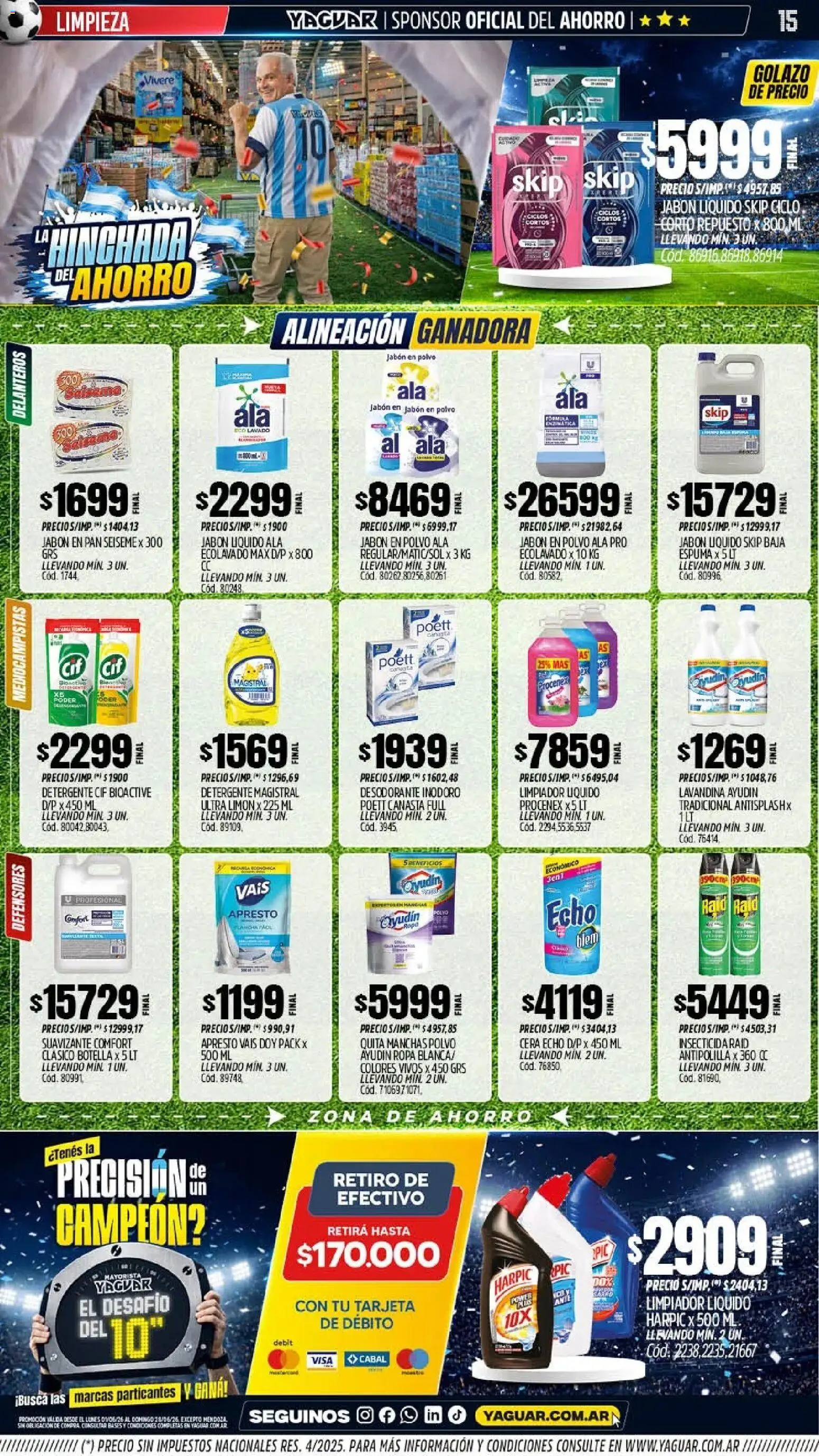 Yaguar - Oferta Semanal Santa Fé │ válido desde el 01.06.2026 | Página: 15 | Productos: Lavandina, Jabón en polvo, Limón, Pan