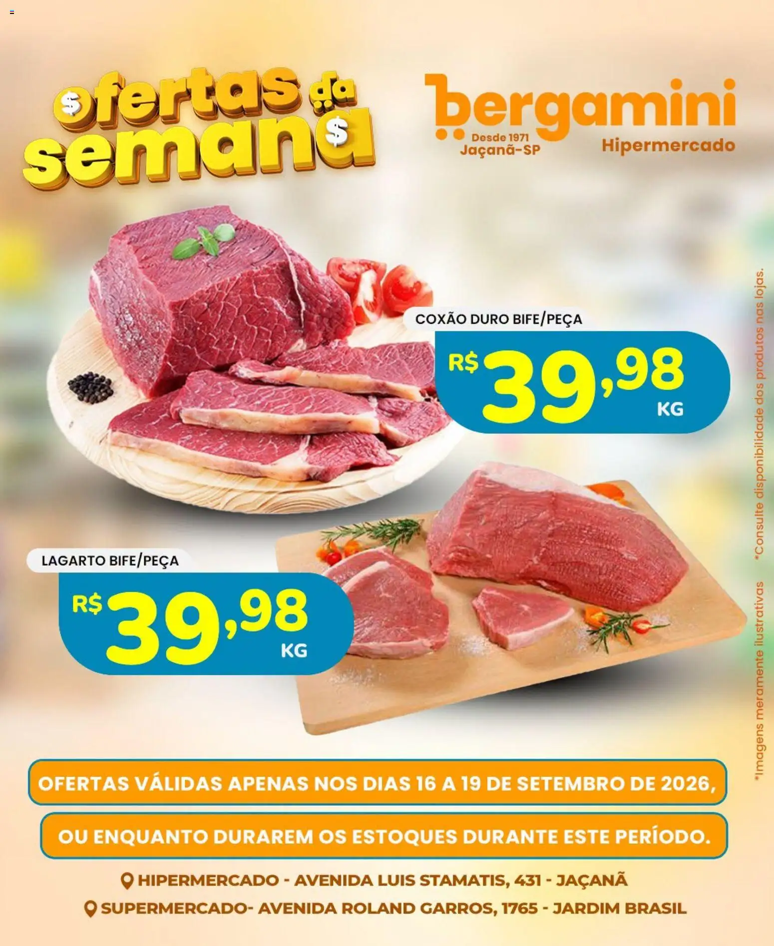 Supermercado Bergamini Folheto - válido de 16/09/2026 | Página: 1 | Produtos: Coxão duro