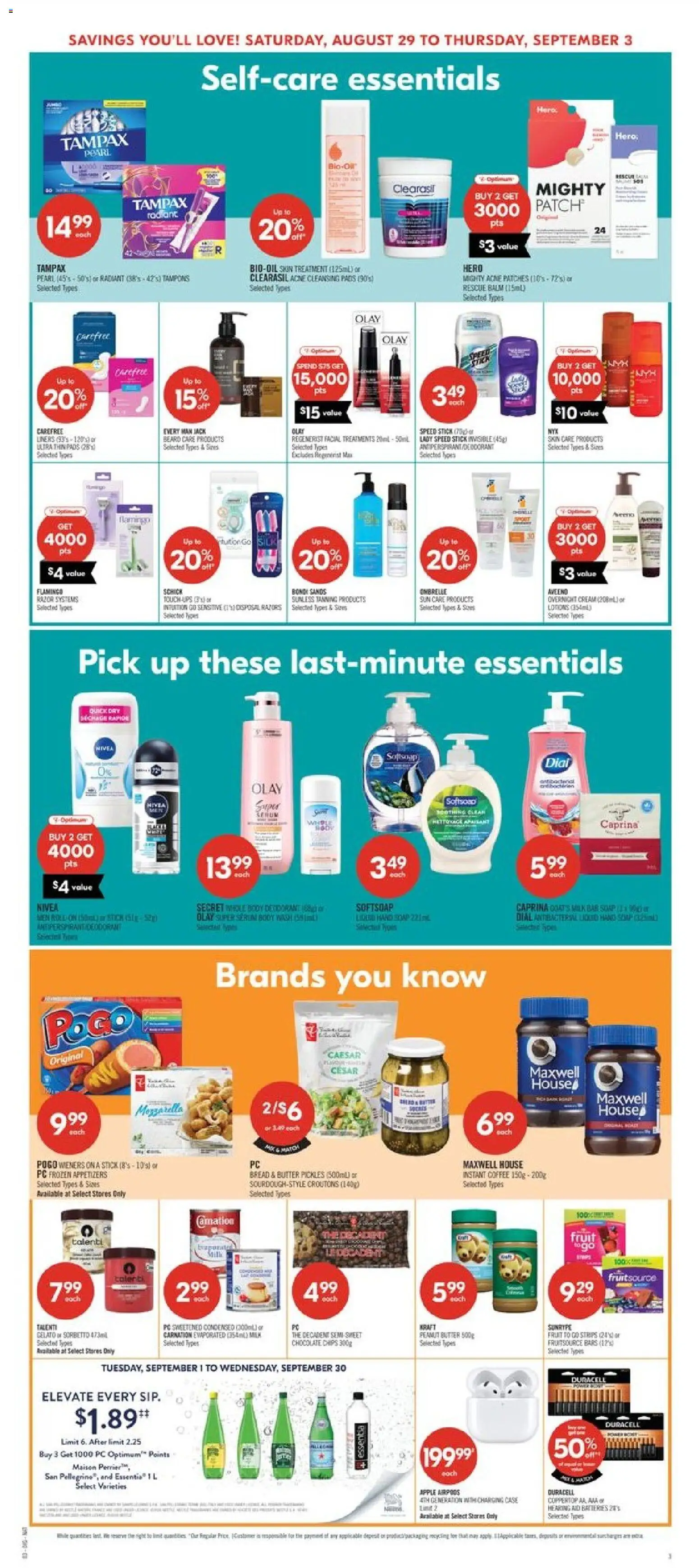 Shoppers flyer valid from Aug 29, 2026 | Page: 20 | Products: Fruit, Appetizers, Soap, Bread